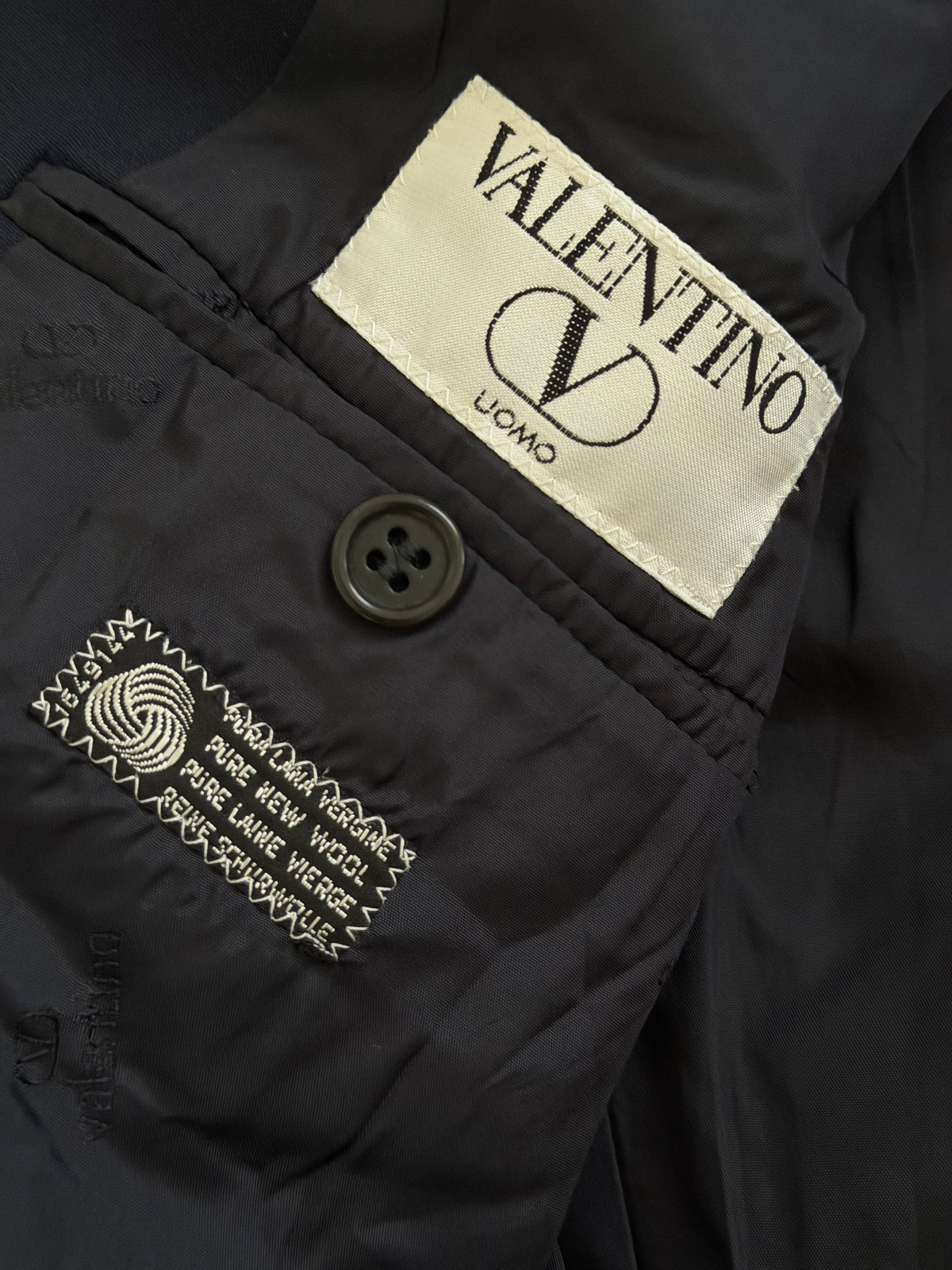 Valentino 1980s Metal Button Double Breasted Wool Navy Sport Jacket Blazer - Size S