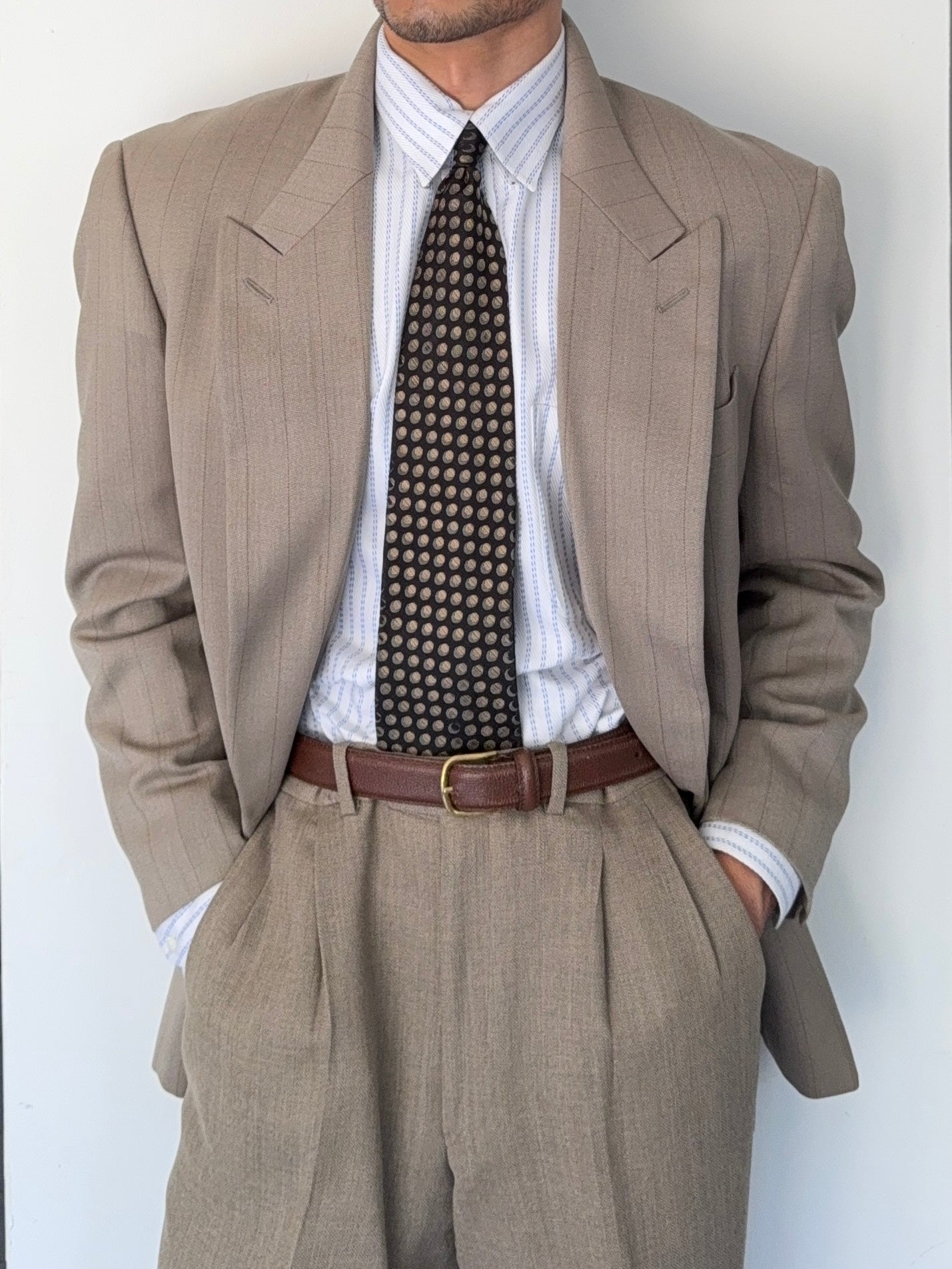 Emporio Armani 1990s Peaked Lapel Double Breasted Lightweight Wool Sports Jacket Blazer - Size M