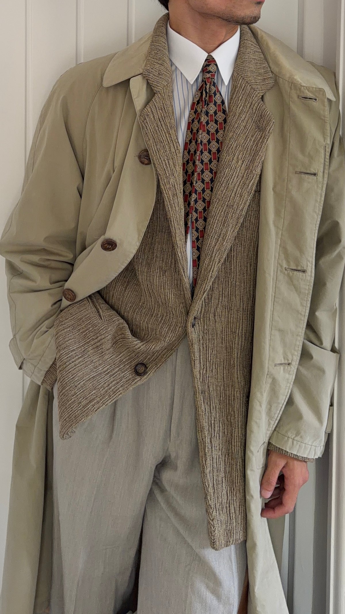 Giorgio Armani 1980s Cotton Belted Raincoat - Size L