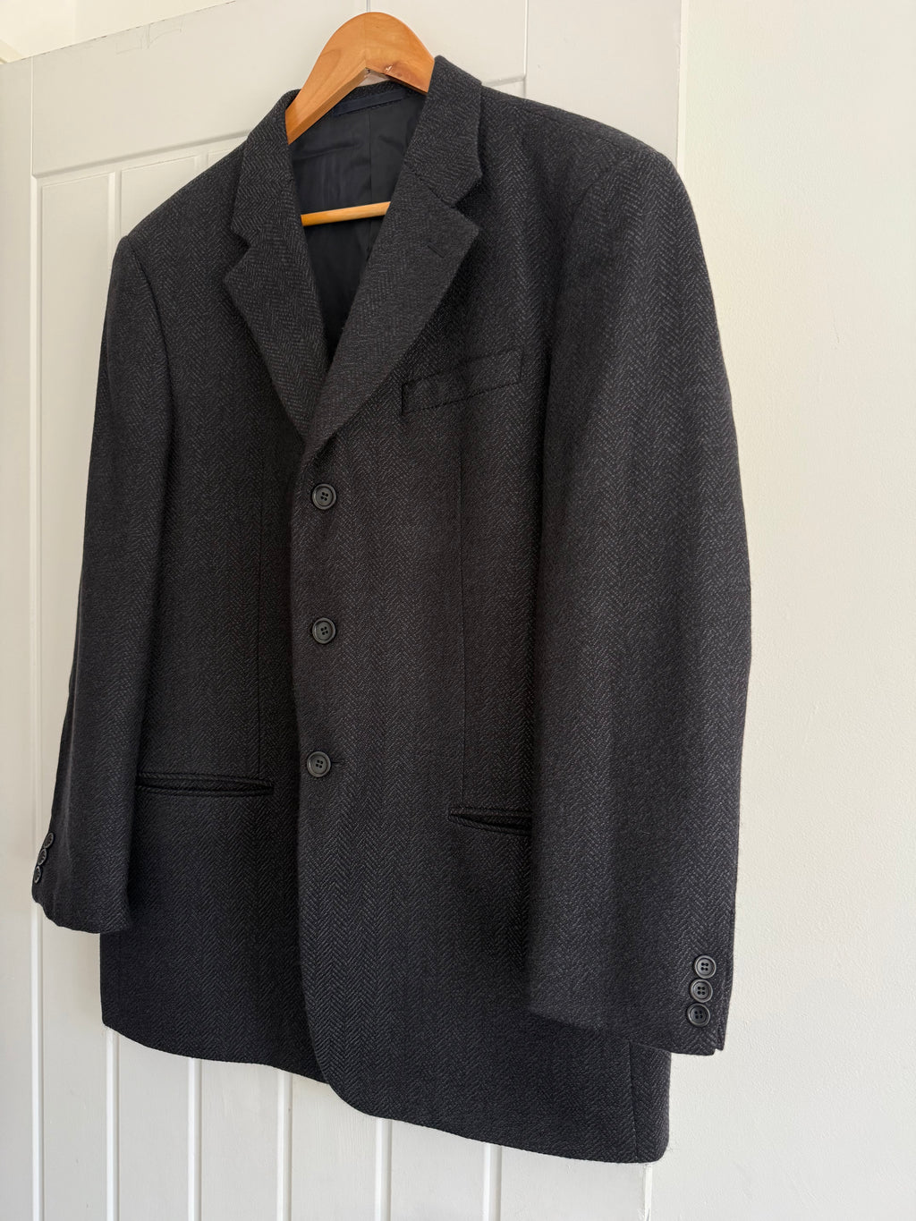 Armani 1990s 3B Herringbone Wool Sports Jacket Blazer - Size XL