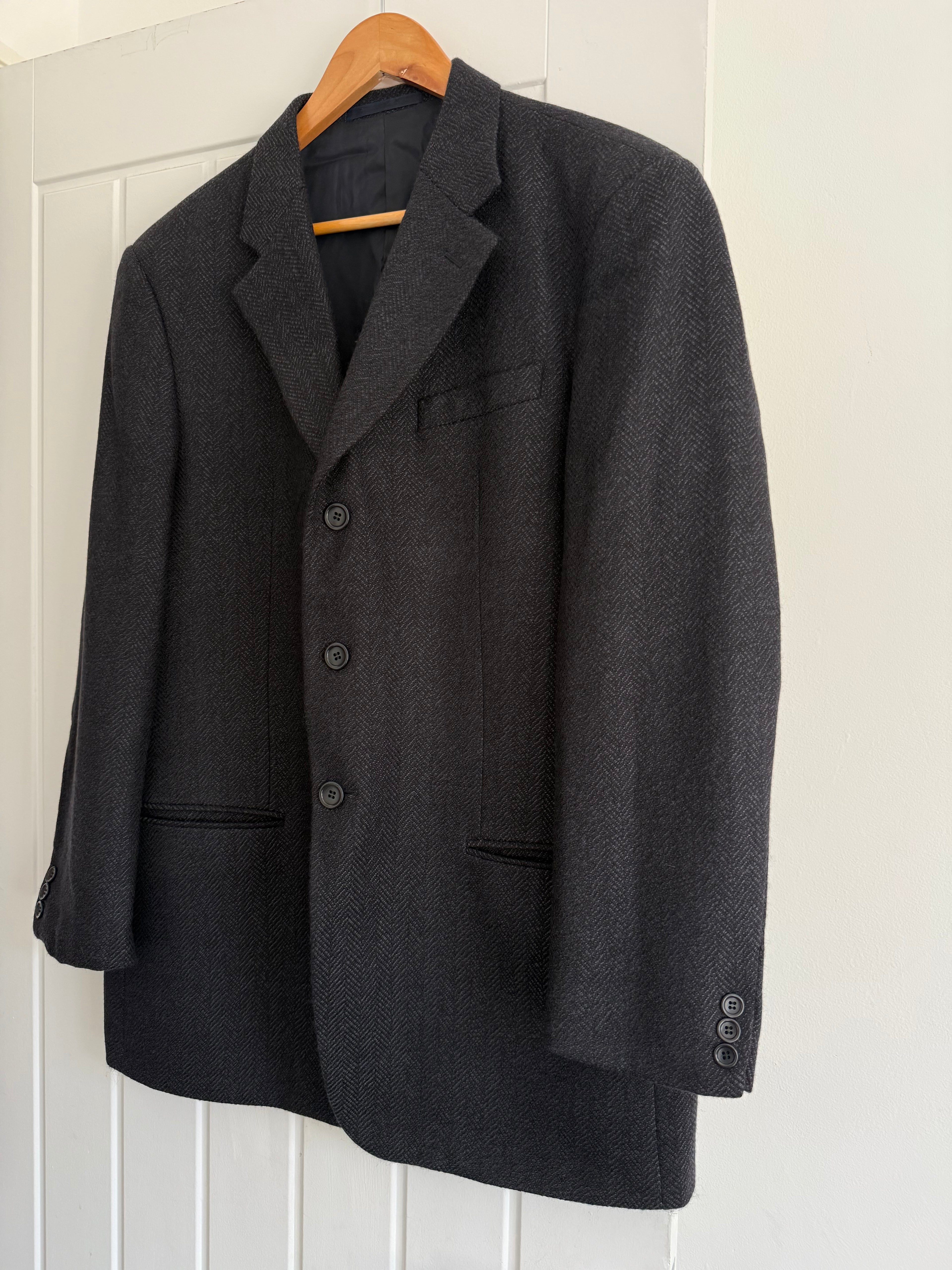 Armani 1990s 3B Herringbone Wool Sports Jacket Blazer - Size XL
