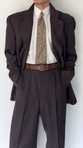 Giorgio Armani 1980s 3B Brown Double-Pleated Wool Suit - Size XL Jacket / 32" Waist