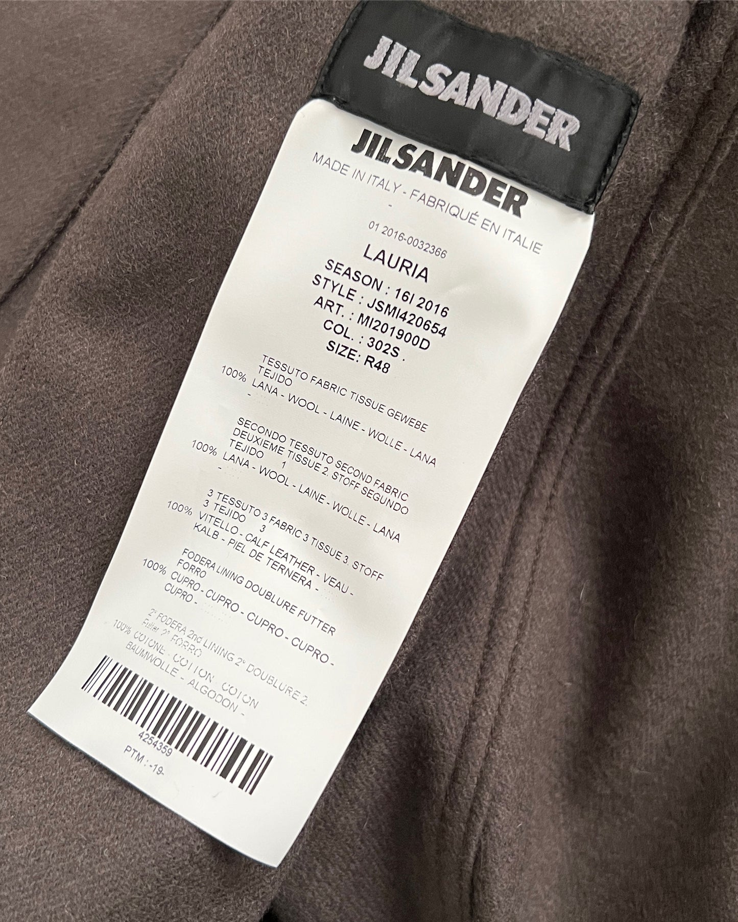 Jil Sander AW2016 Reverse Collar Ribbed Wool Jacket - Size S