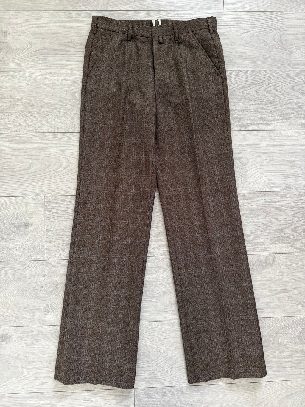 1970s Vintage Brown Wool Flared Pants - Size 31" Waist