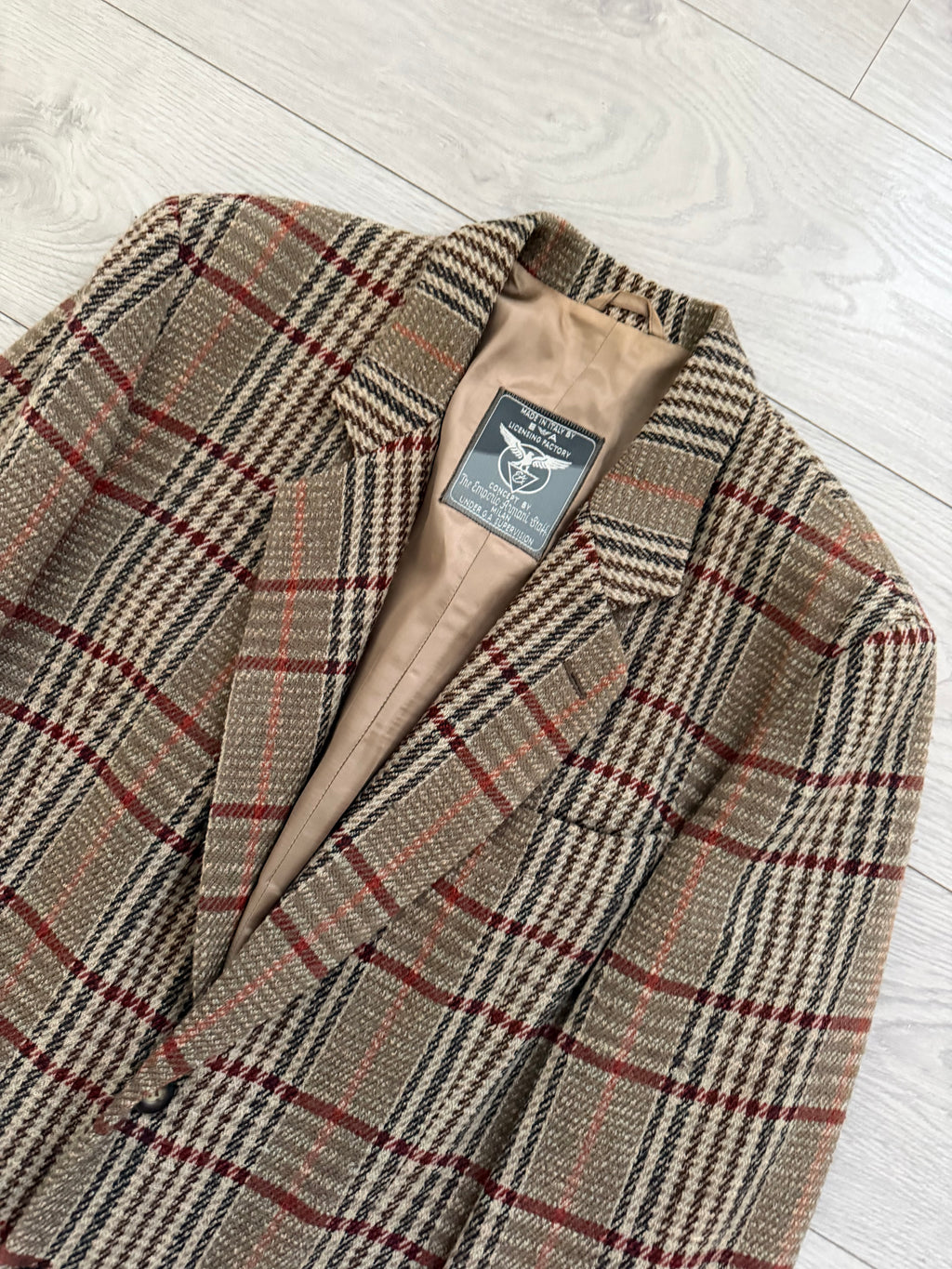 Emporio Armani 1990s 2B Check Wool Cotton Textured Sport Jacket Blazer - Size M