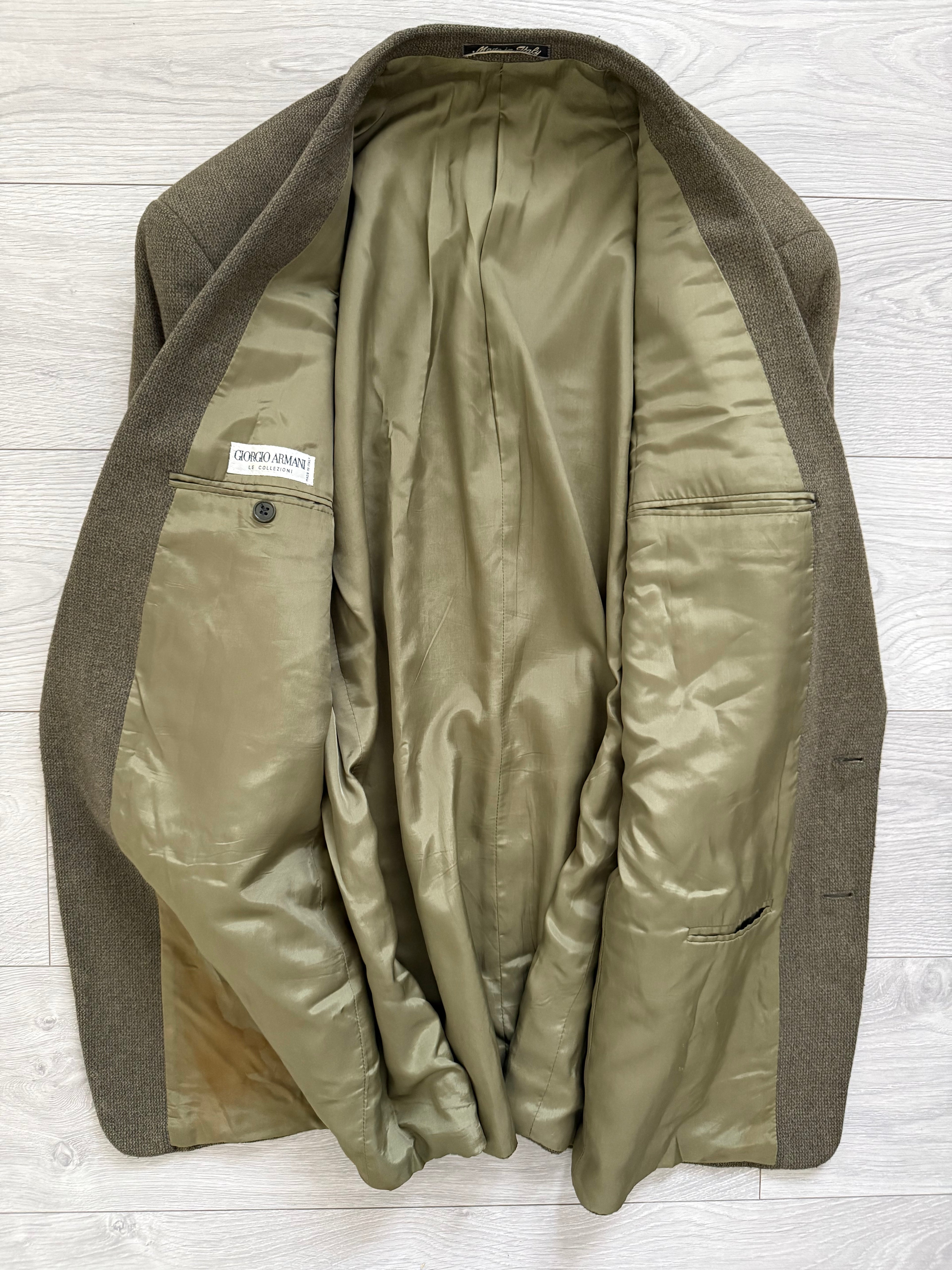 Giorgio Armani 1980s 2B Khaki Brown Wool Sport Jacket Blazer - Size XXL