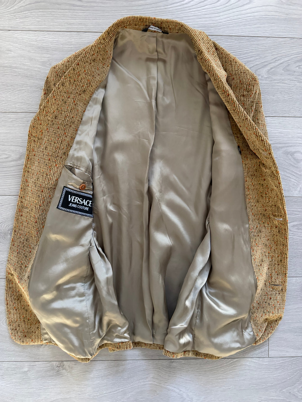 Versace Couture 1990s Metal Button Speckled Cotton Corduroy Sport Jacket Blazer - Size S