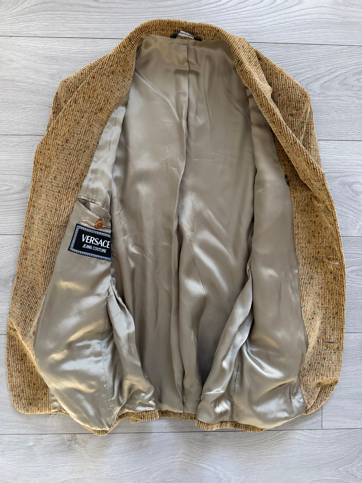 Versace Couture 1990s Metal Button Speckled Cotton Corduroy Sport Jacket Blazer - Size S