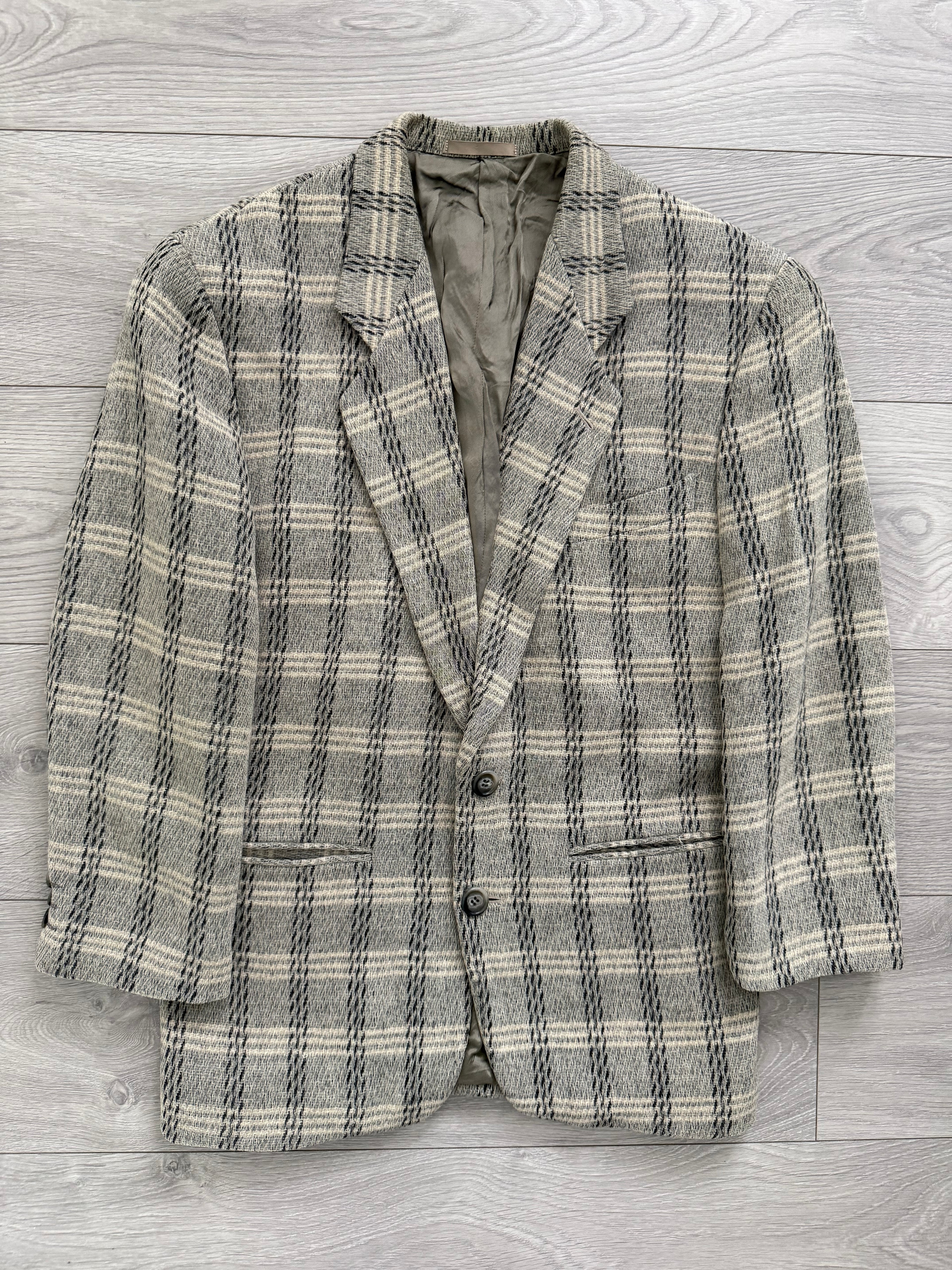 Emporio Armani 1980s 2B Textured Wool Check Sports Jacket Blazer - Size S