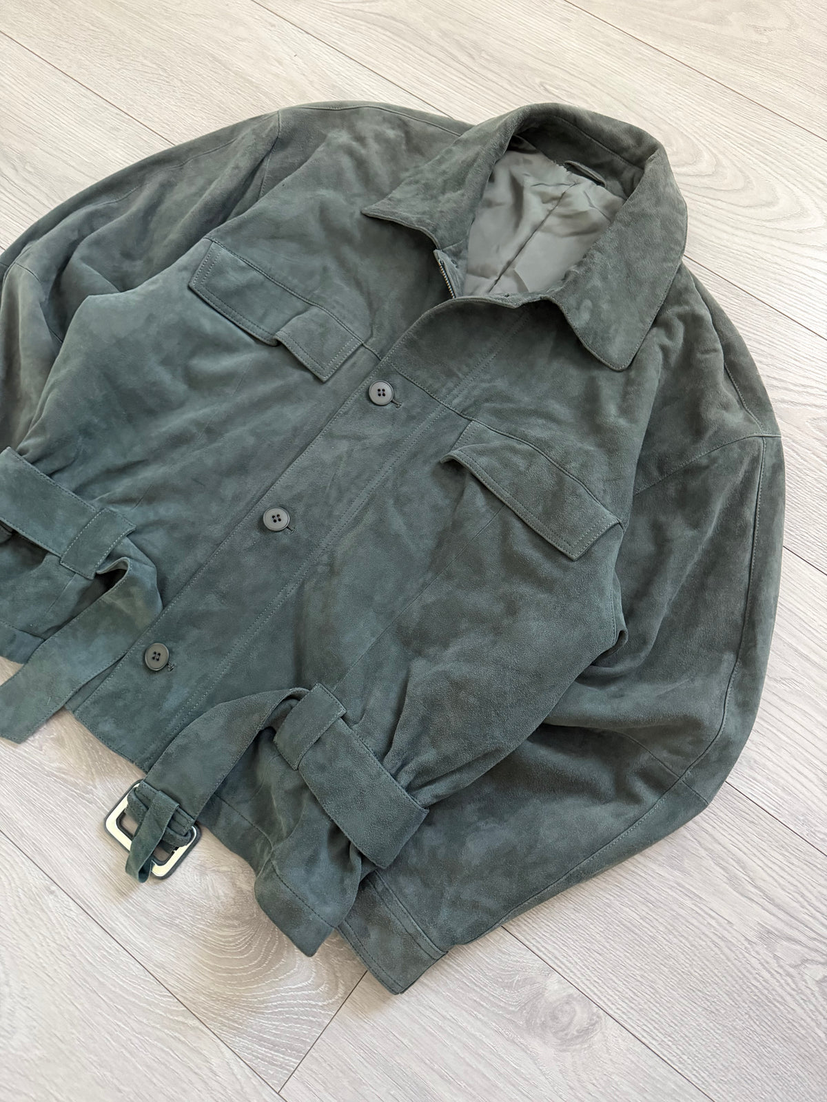 Umberto Ginocchietti 1980s Belted Suede Leather Jacket - Size M