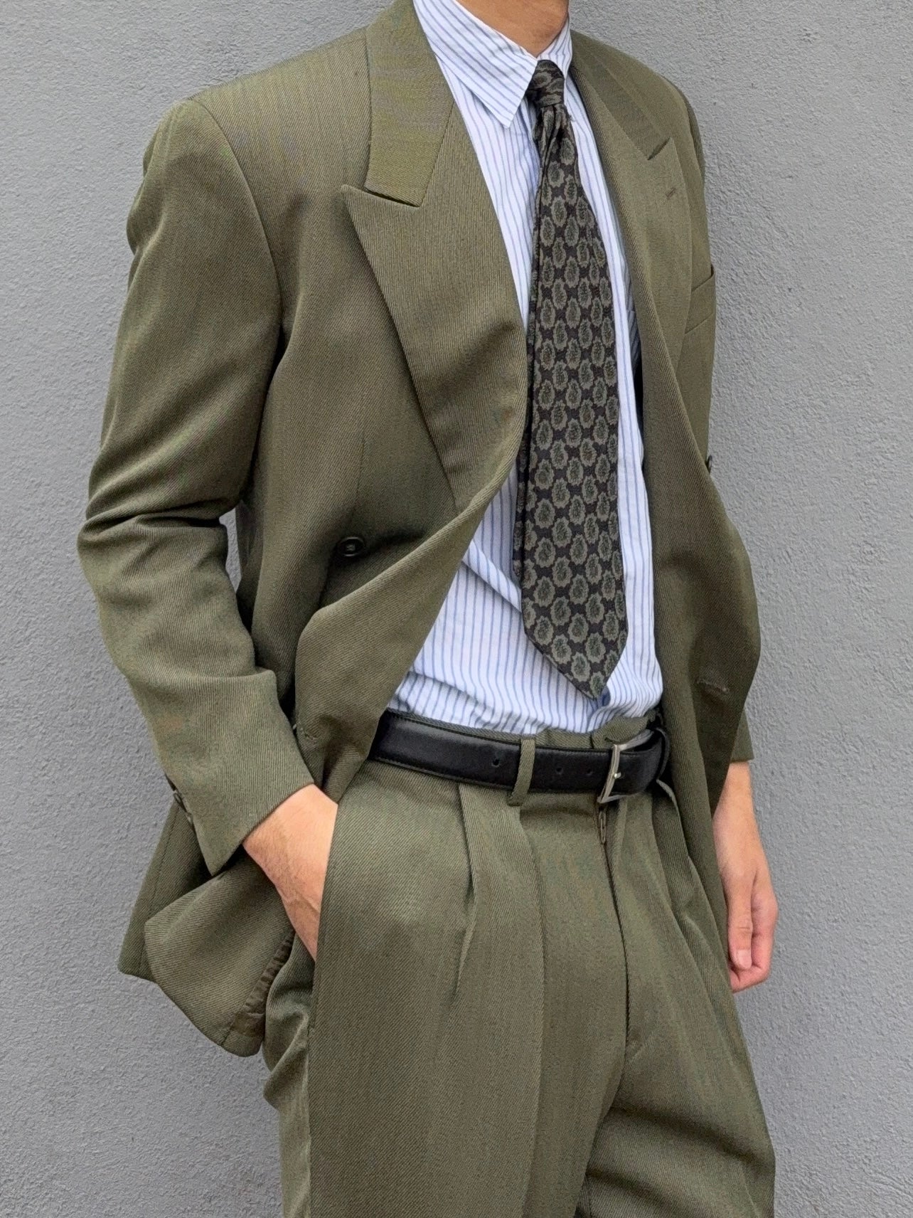 Giorgio Armani 1980s Double Breasted Pleated Wool Suit - Size S Jacket / 30" Waist