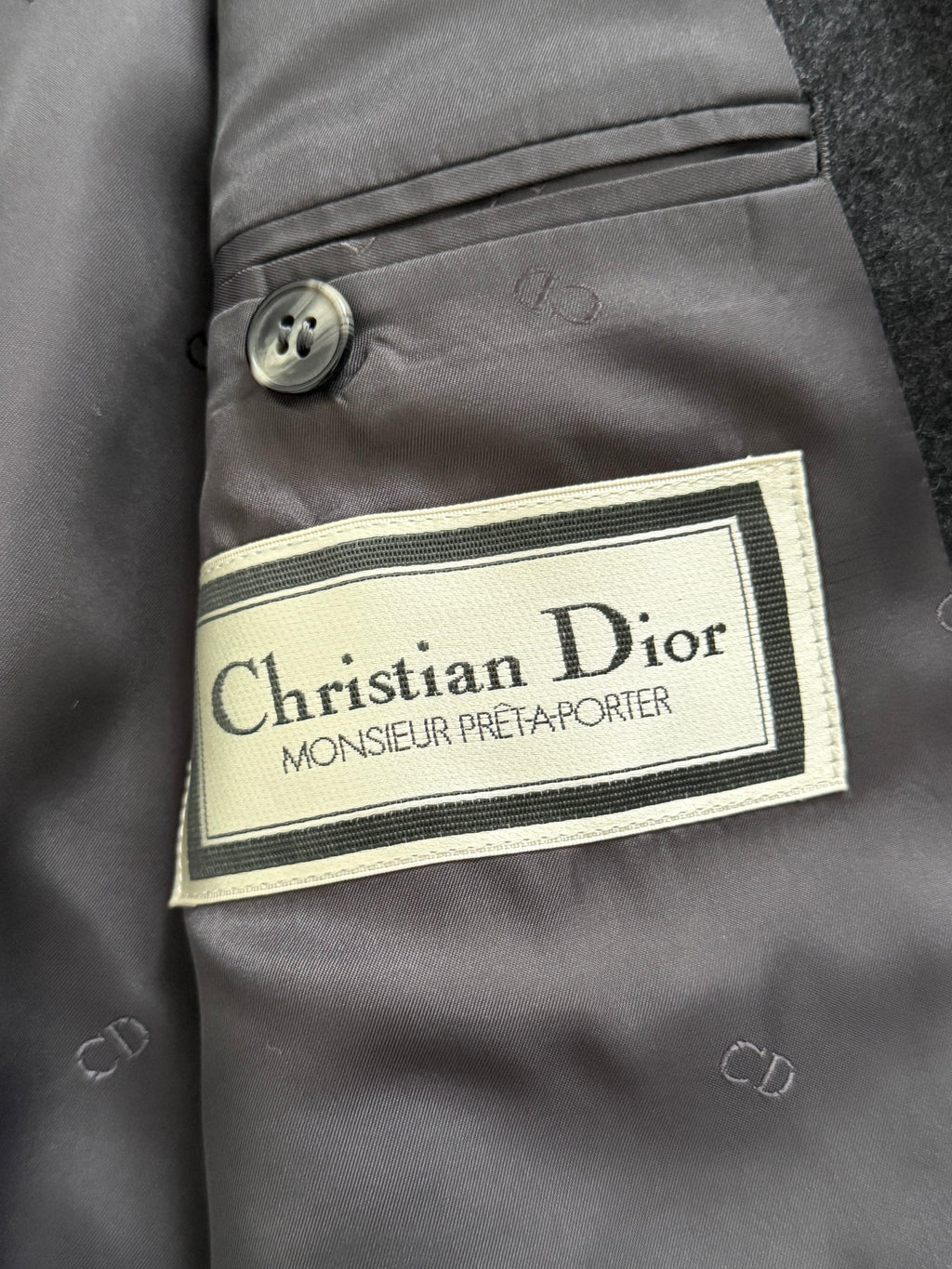 Christian Dior 1980s Peaked Lapel Double Breasted Metal Button Wool Suit - Size S Jacket / 29" Waist