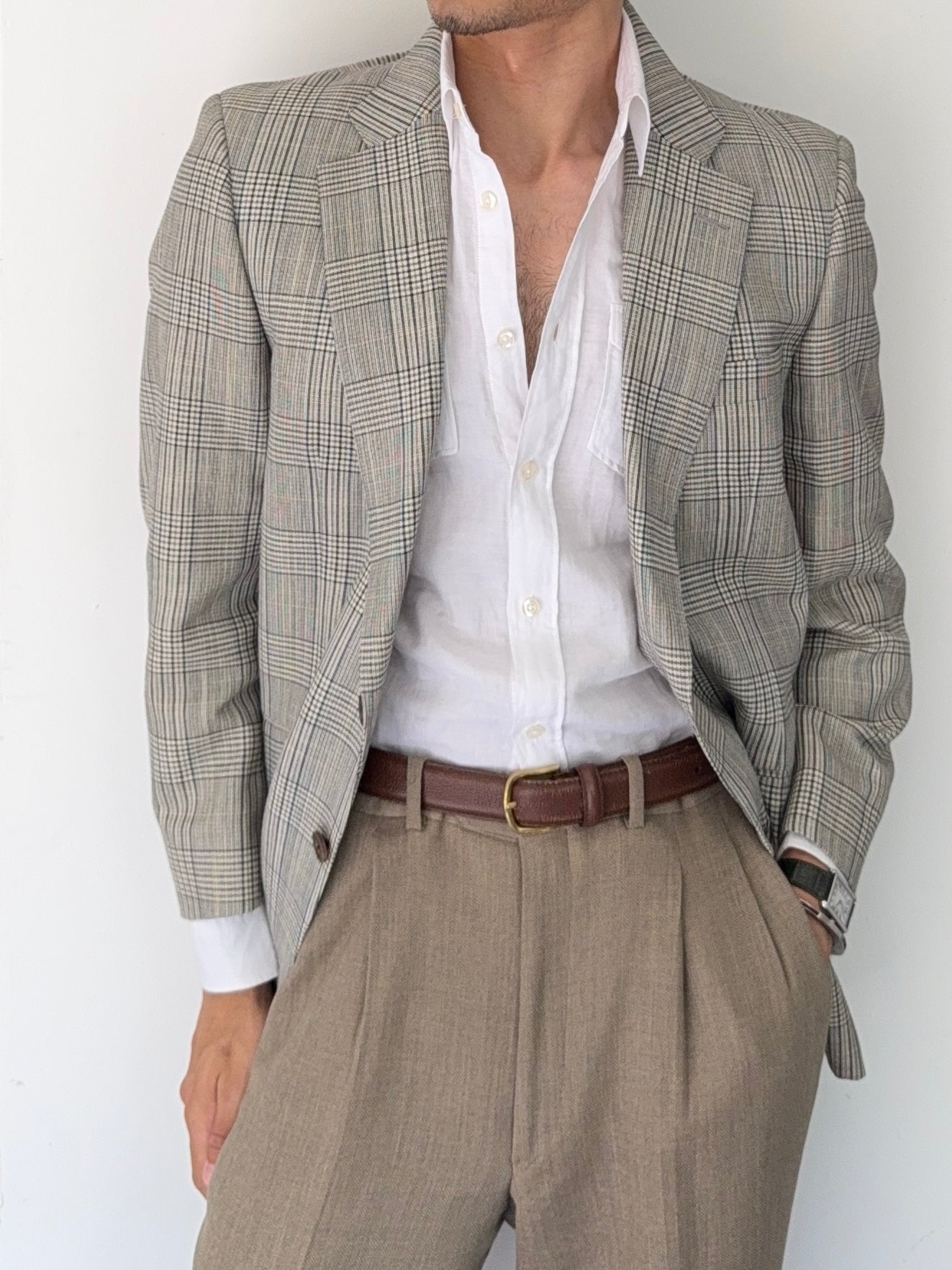 Burberry 1990s 2B Wool Grey Lightweight Partially Lined Sports Jacket Blazer - Size S