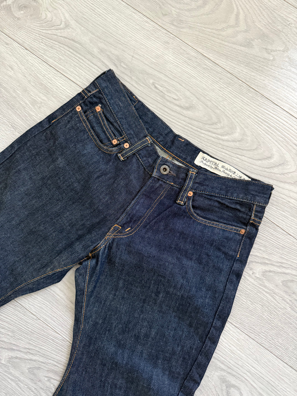 Kapital Banana Leg Indigo Blue Stacked Denim Jeans - Size 30