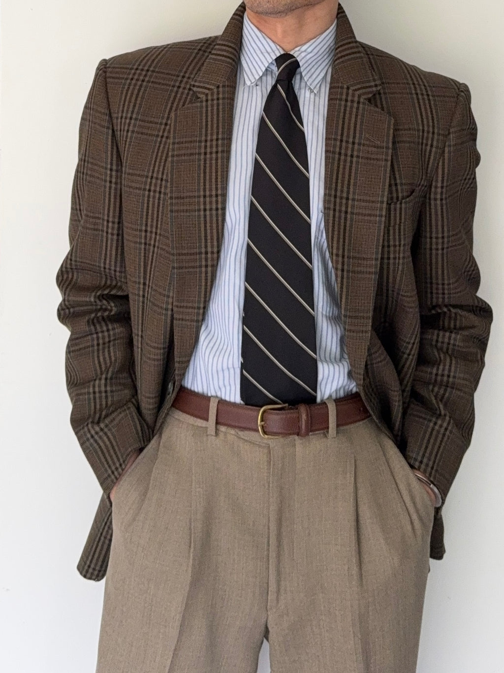 Valentino 1980s Wool Check Sports Blazer Jacket - Size L
