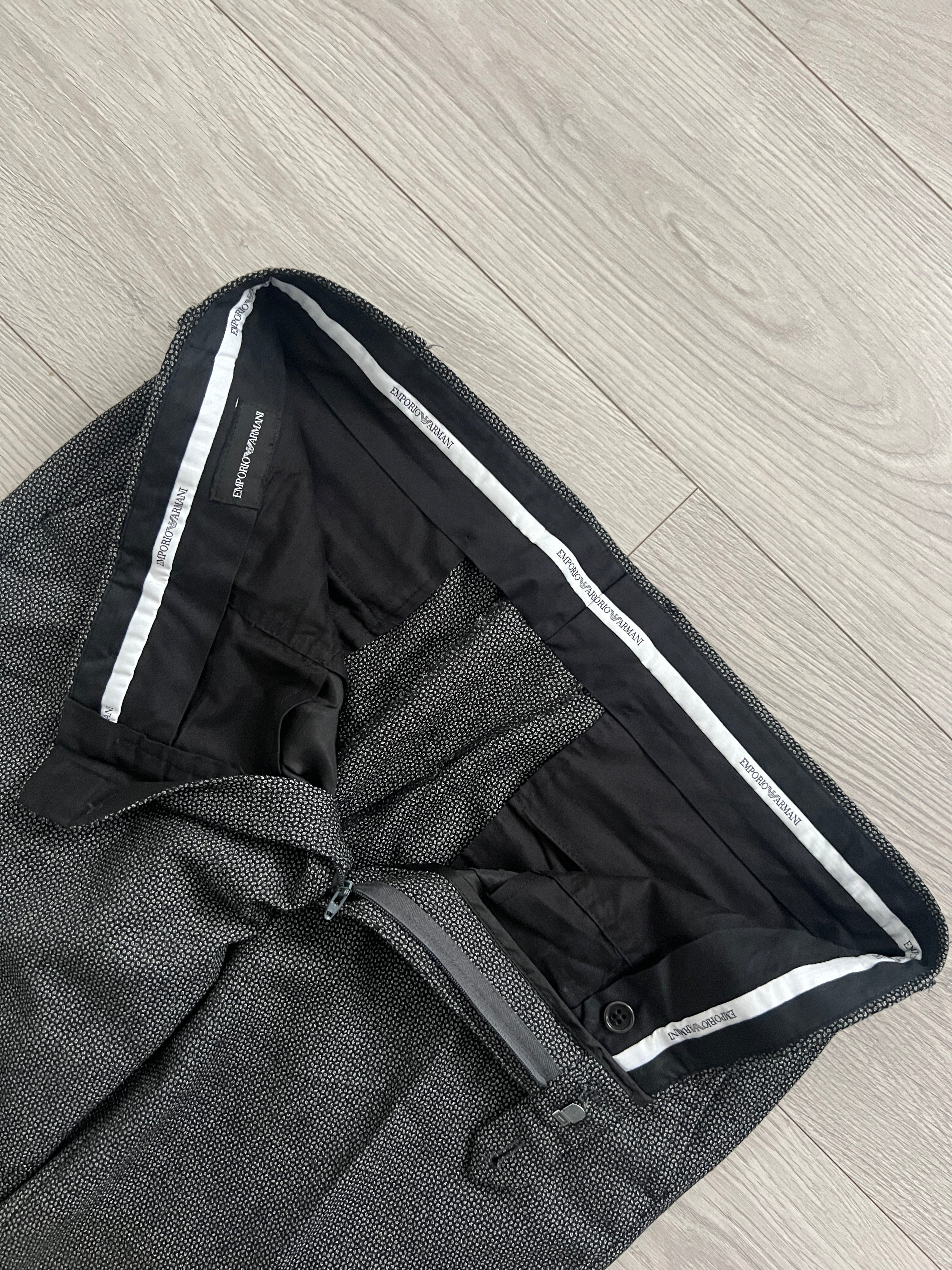 Emporio Armani Textured Wool Grey Suit - Size L Jacket / 34" Waist