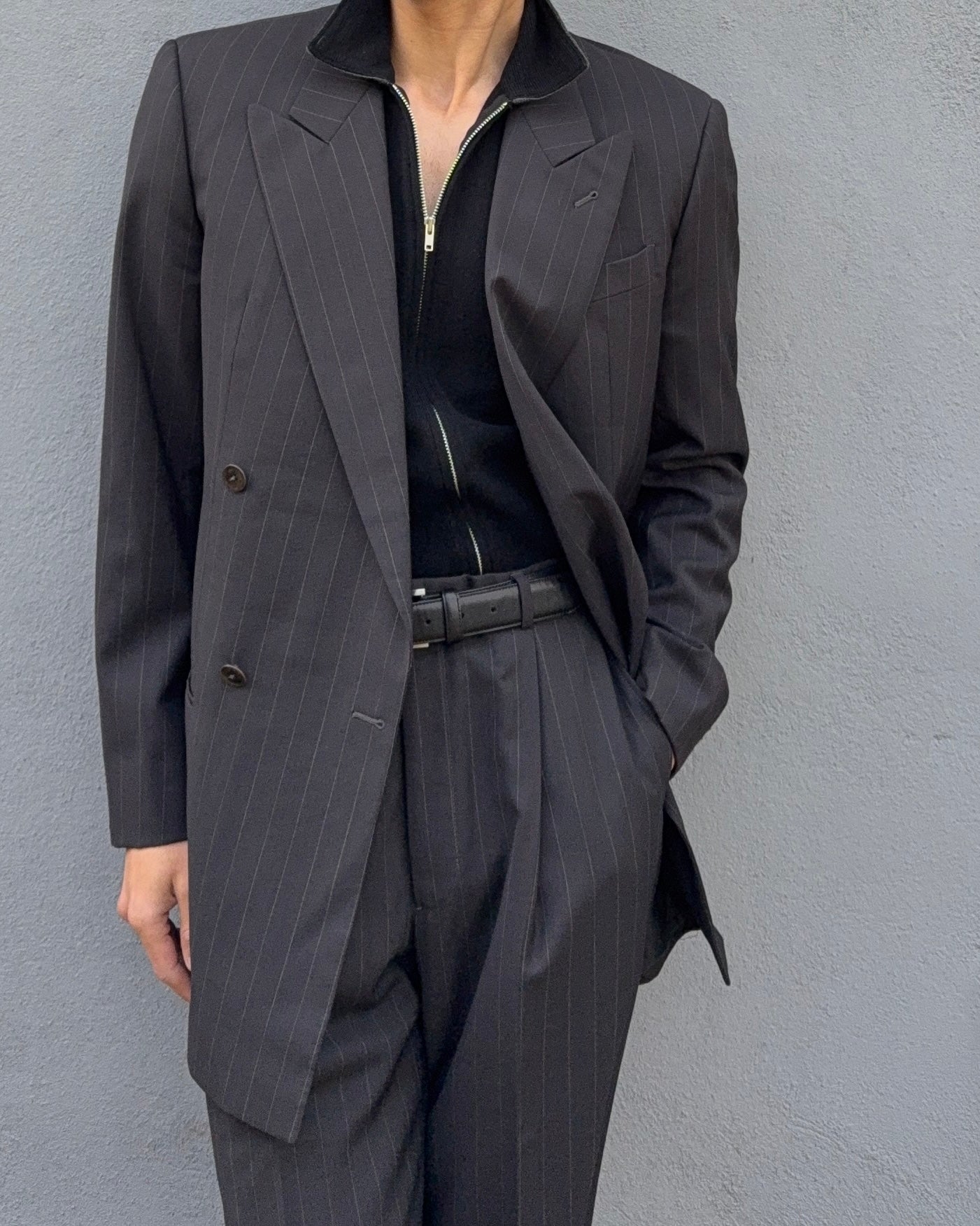 Armani 1990s Double Breasted Pleated Wool Suit - Size L Jacket / 34" Waist