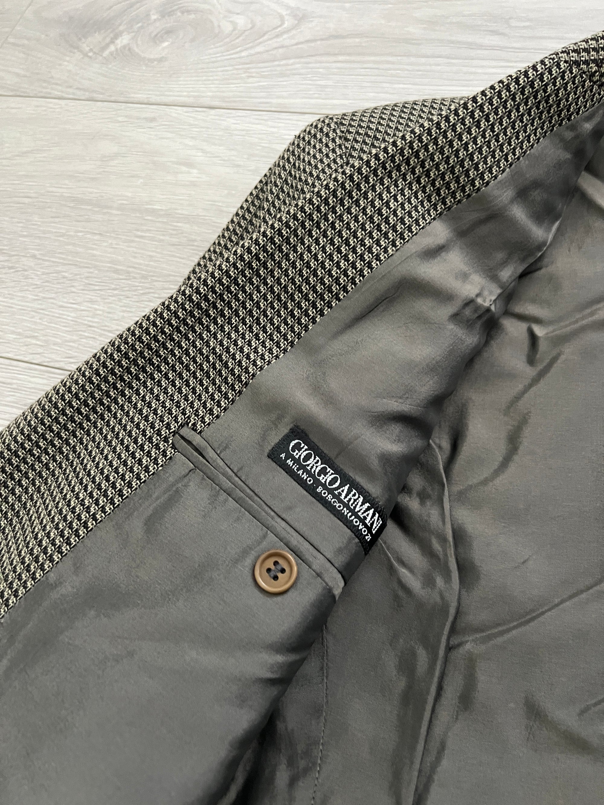 Giorgio Armani 1990s Houndstooth Wool Blazer Jacket - Size M