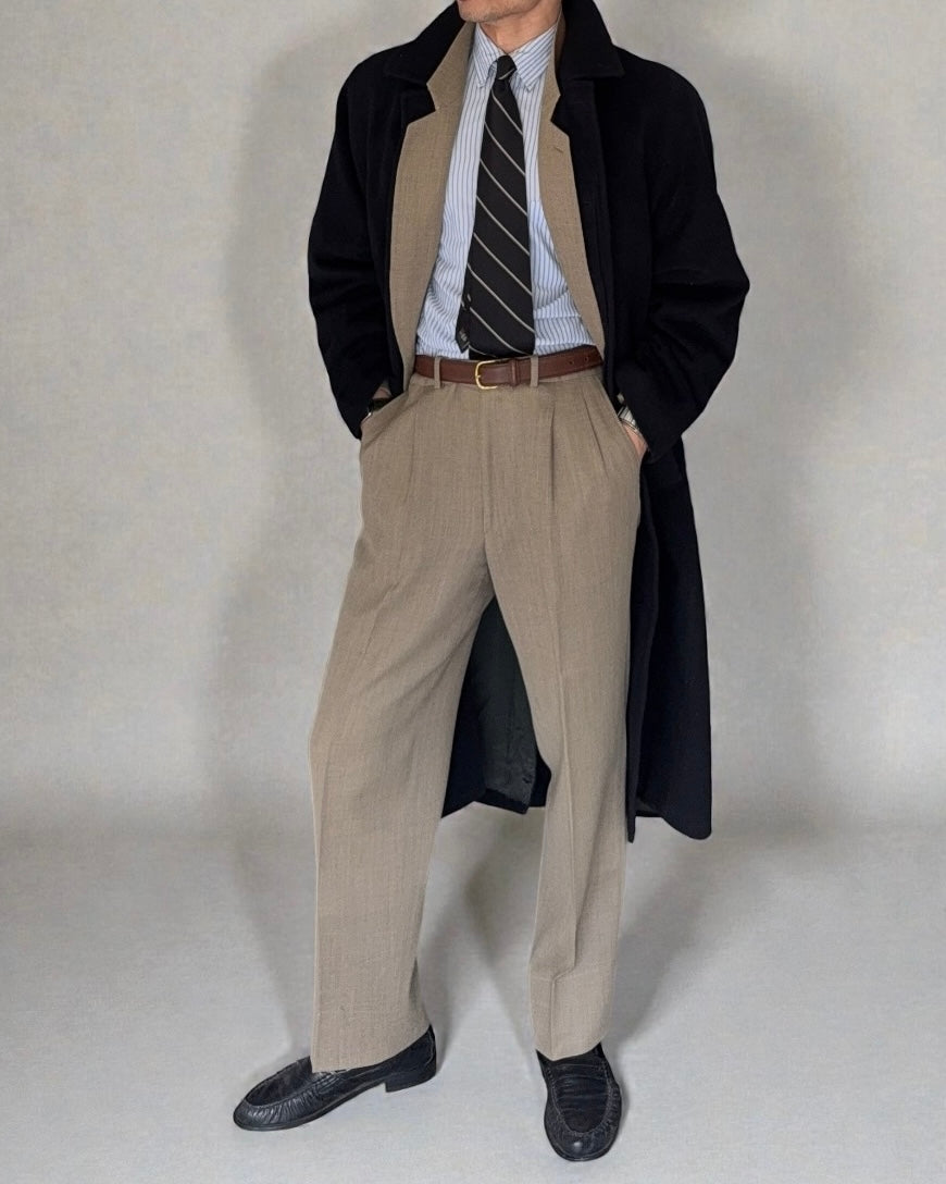 Giorgio Armani 1980s Balmacaan Wool Overcoat - Size M