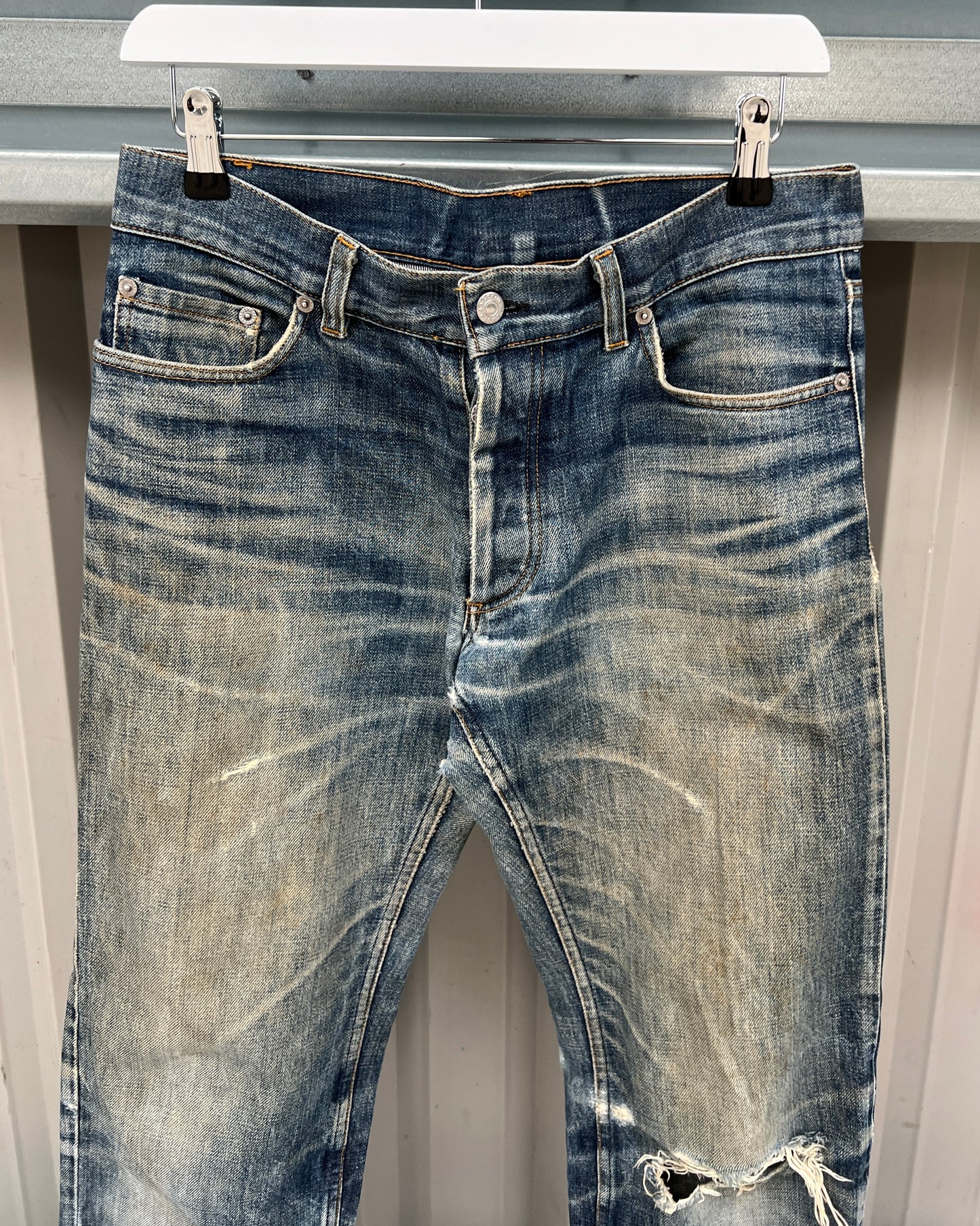 Helmut Lang 1998 Classic Raw Denim Mud Wash Jeans - Size 30