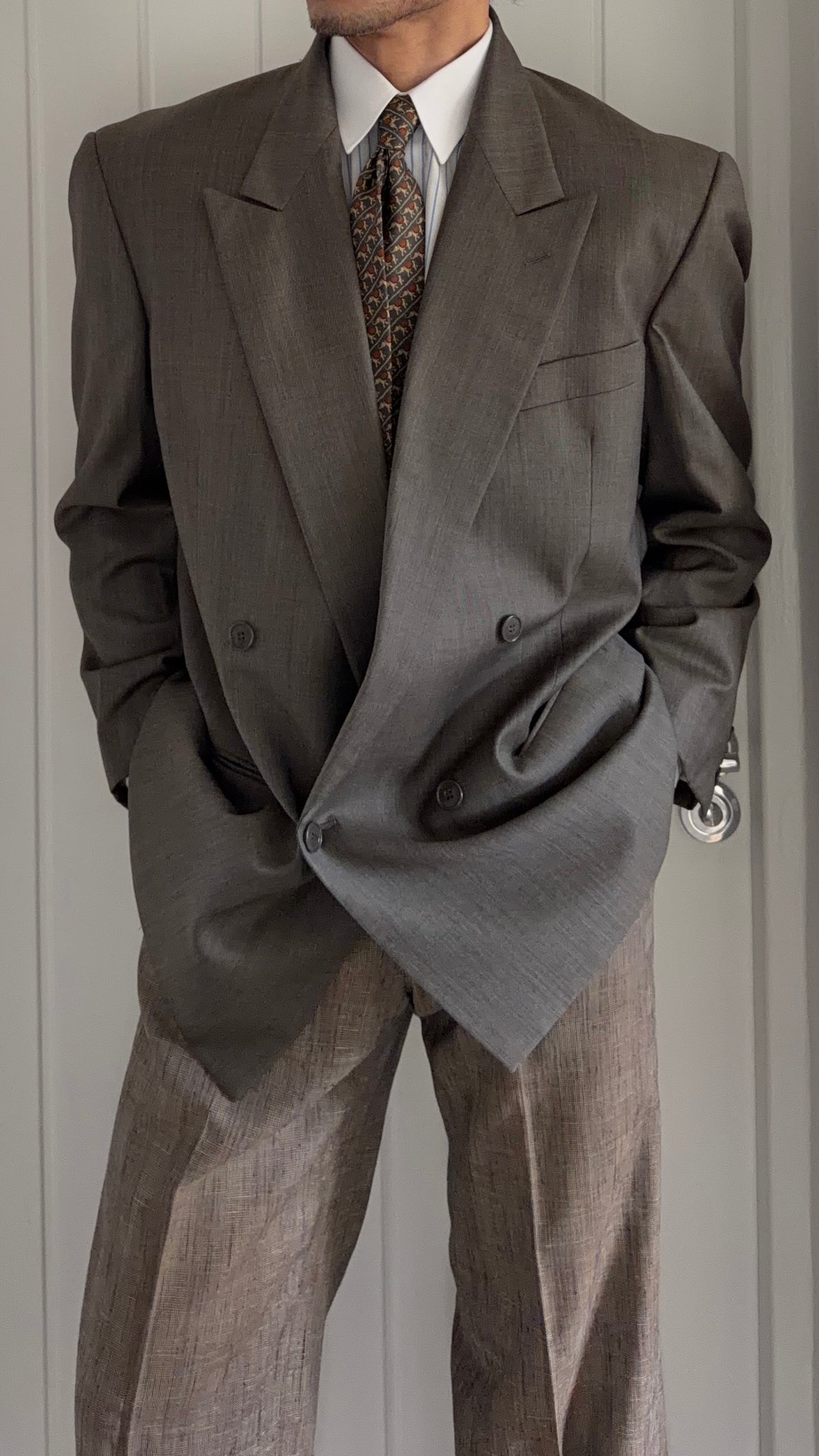 Giorgio Armani 1980s Peaked Lapel Double Breasted Wool Sport Jacket Blazer - Size XL