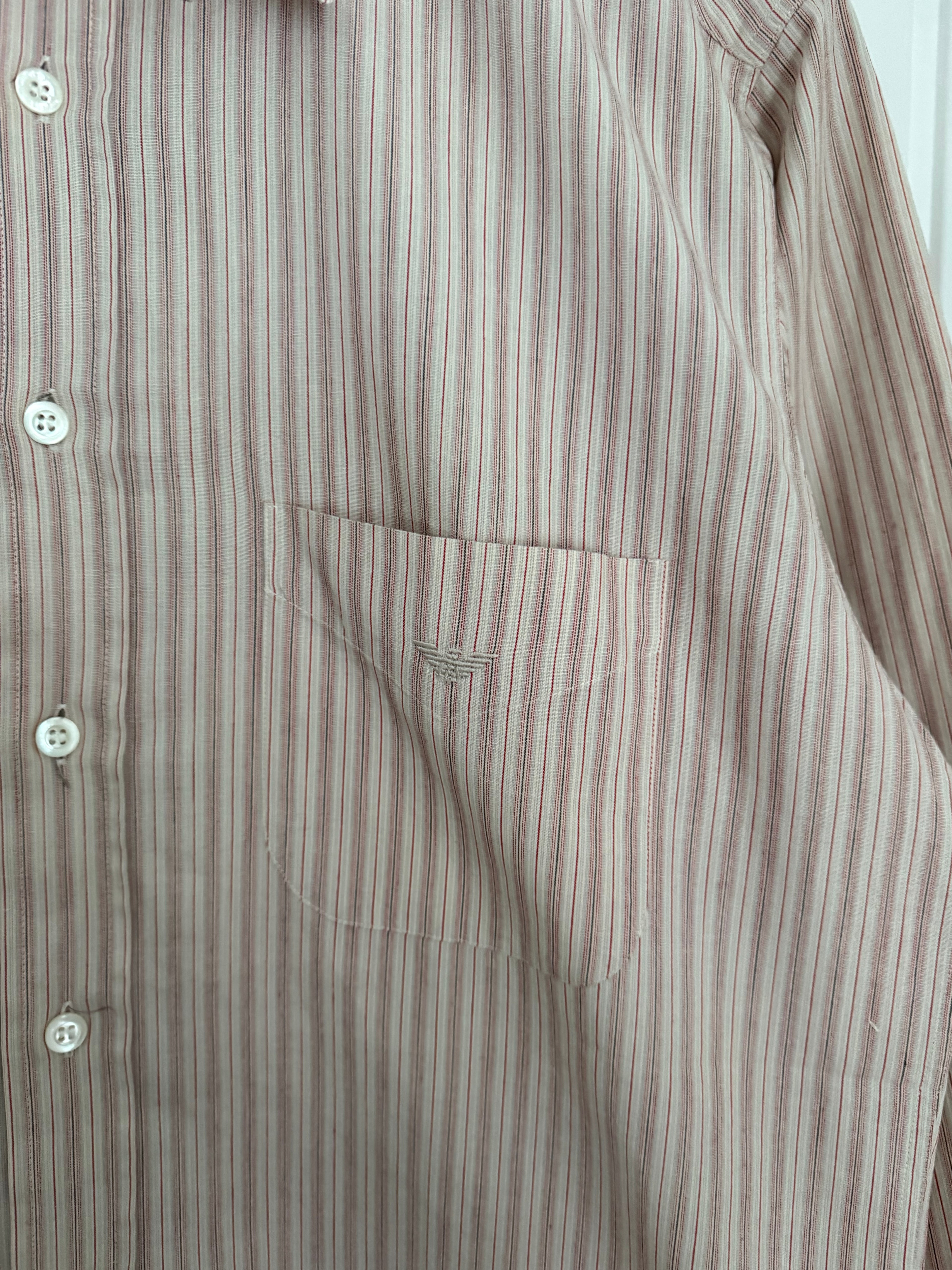 Emporio Armani 1990s Spear Snap Collar Striped Shirt - Size M