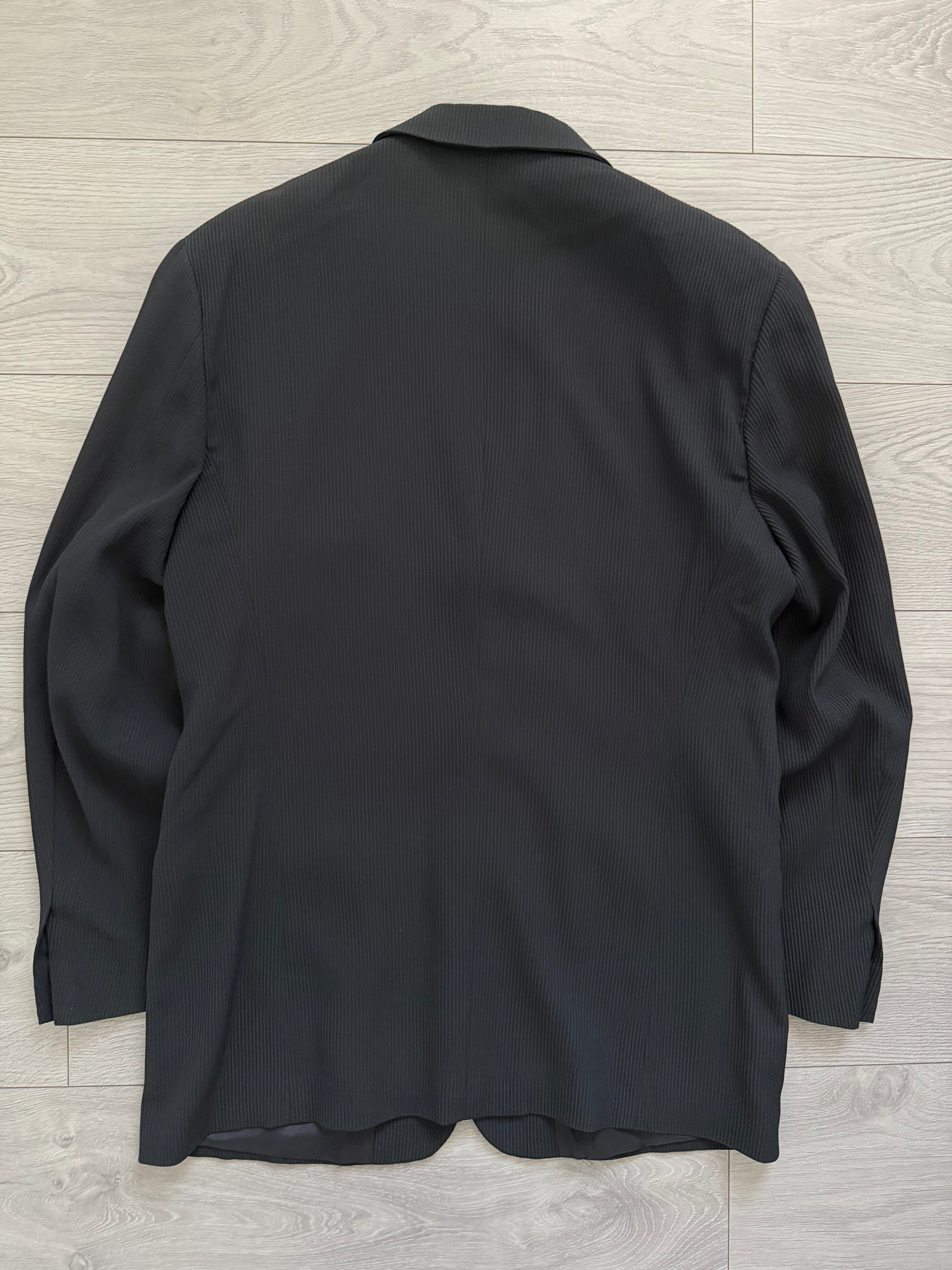 Emporio Armani 1990s 3B Double Pleat Ribbed Weave Draped Wool Suit - Size L Jacket / 34" Waist