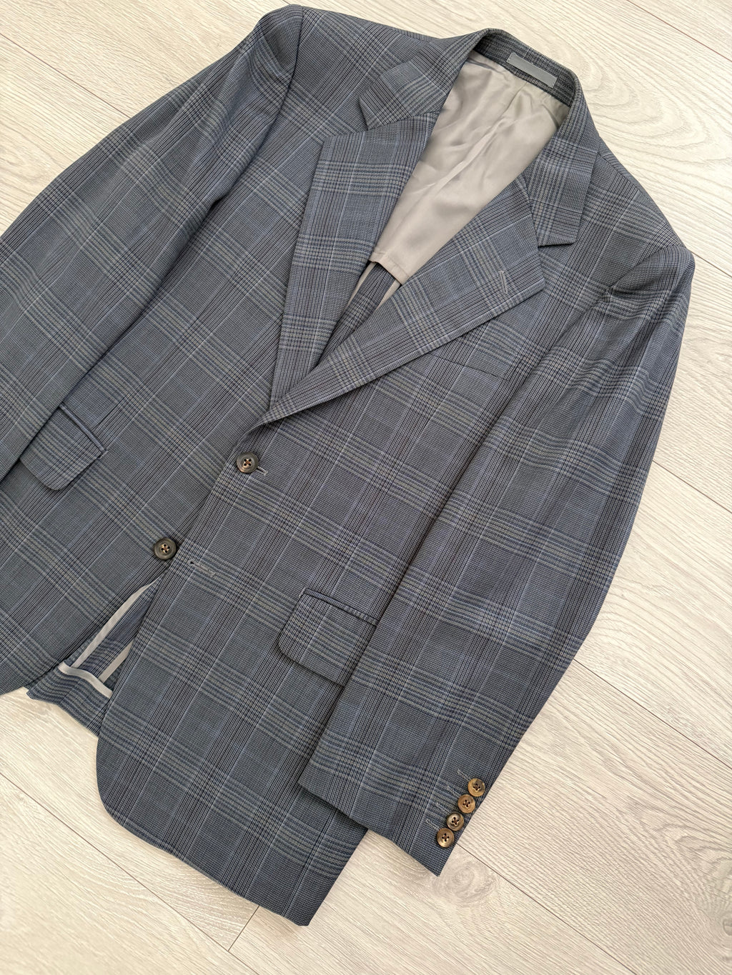Burberry 1990s 2B Blue Check Lightweight Partially Lined Sports Jacket Blazer - Size S