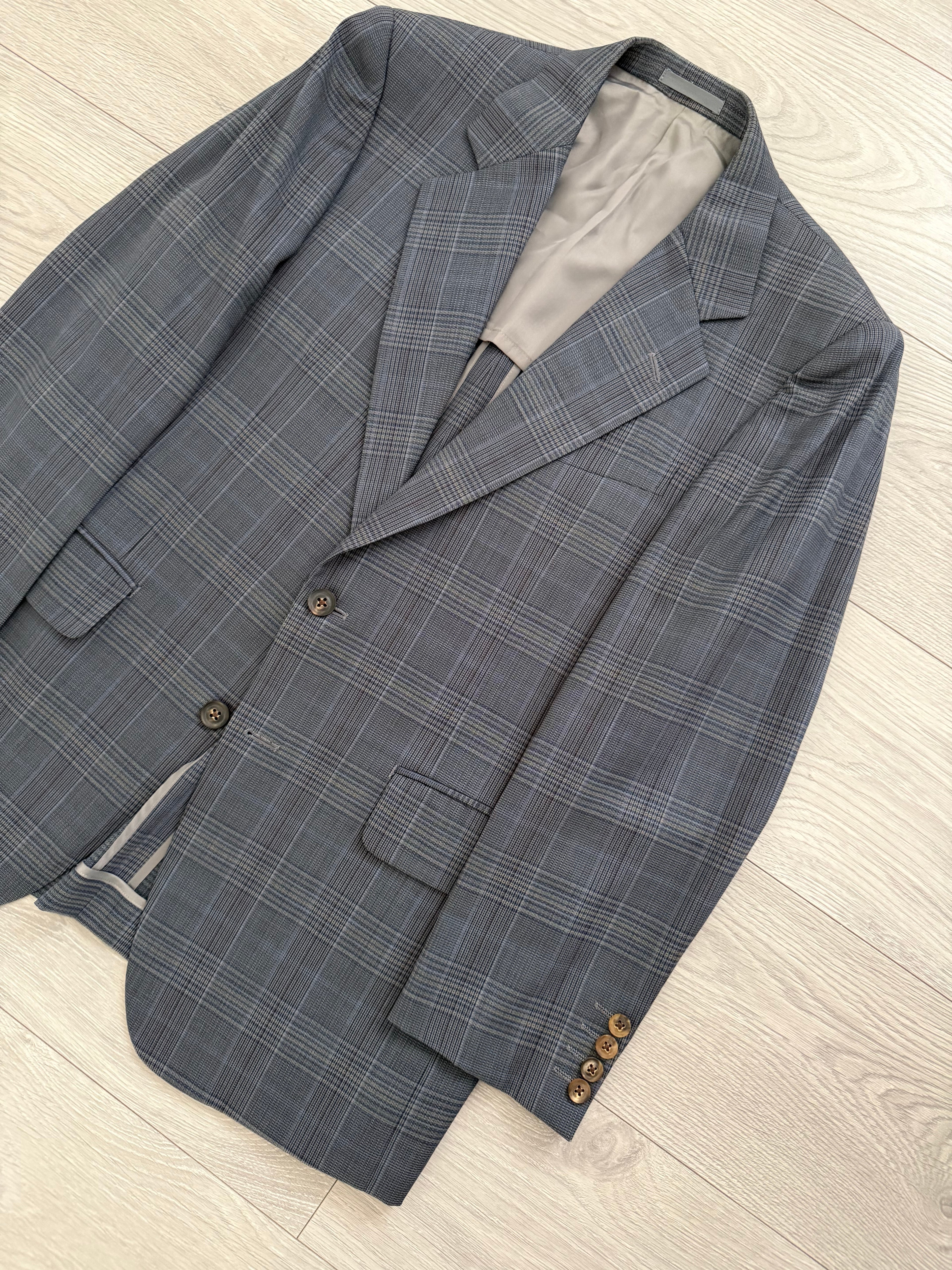 Burberry 1990s 2B Blue Check Lightweight Partially Lined Sports Jacket Blazer - Size S