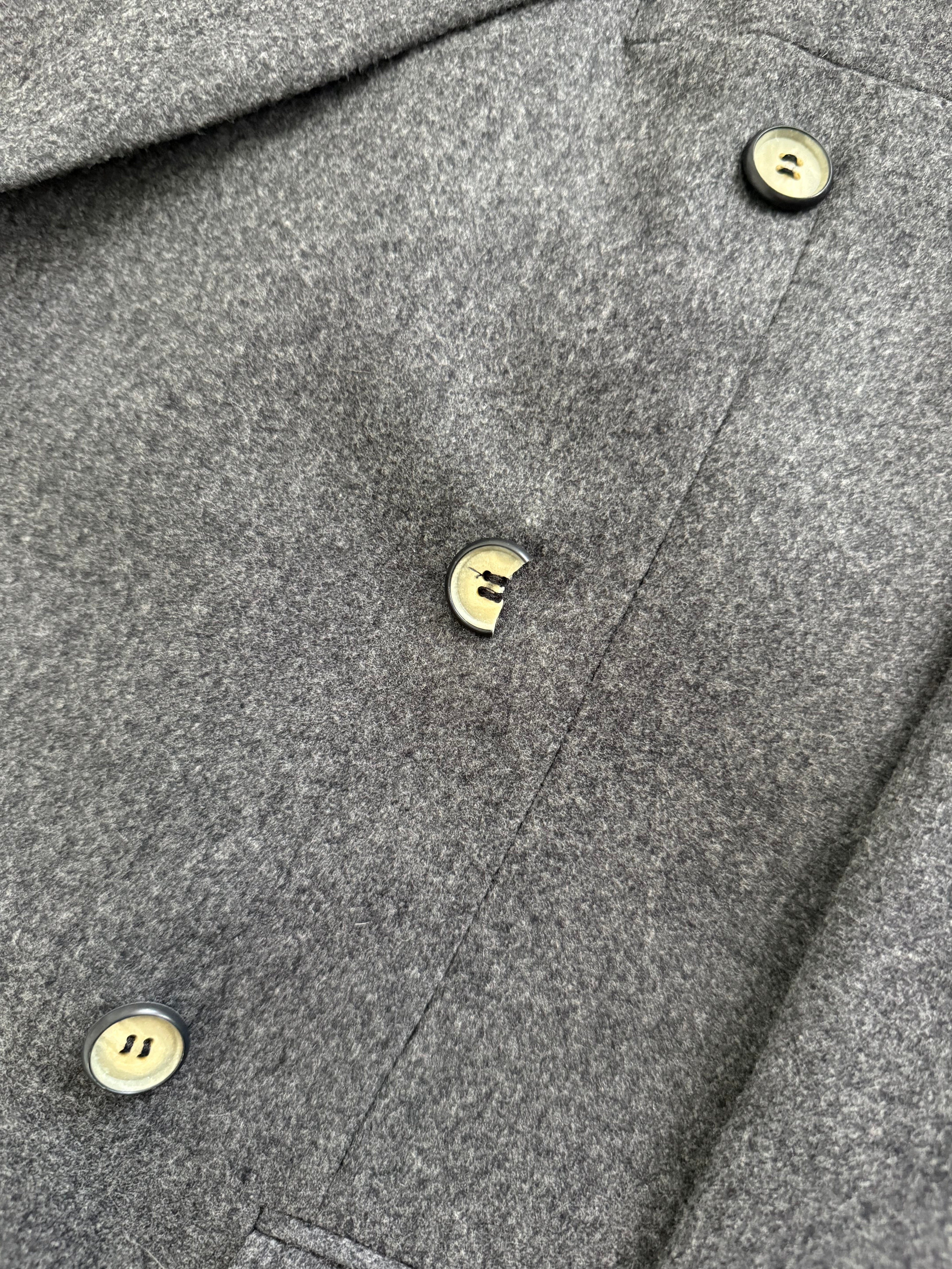 Hugo Boss 1980s 'Al Capone' Grey Peaked Lapel Double Breasted Wool Sports Jacket Blazer - Size M