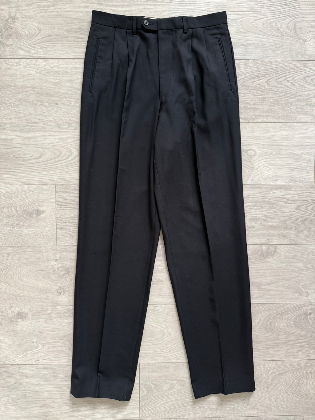 Giorgio Armani 1980s Double Pleat Wool Navy Pants - Size 34" Waist