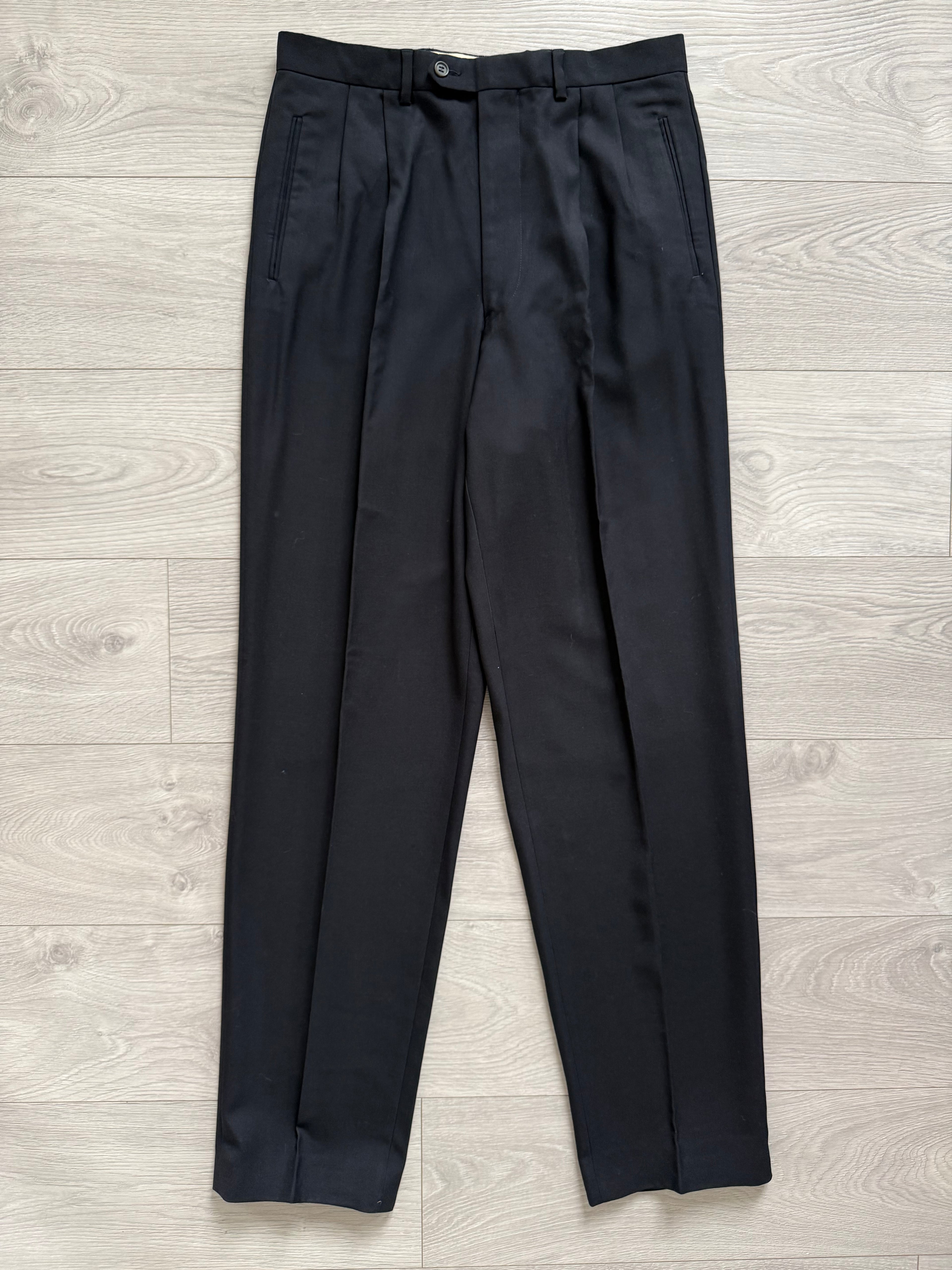 Giorgio Armani 1980s Double Pleat Wool Navy Pants - Size 34" Waist