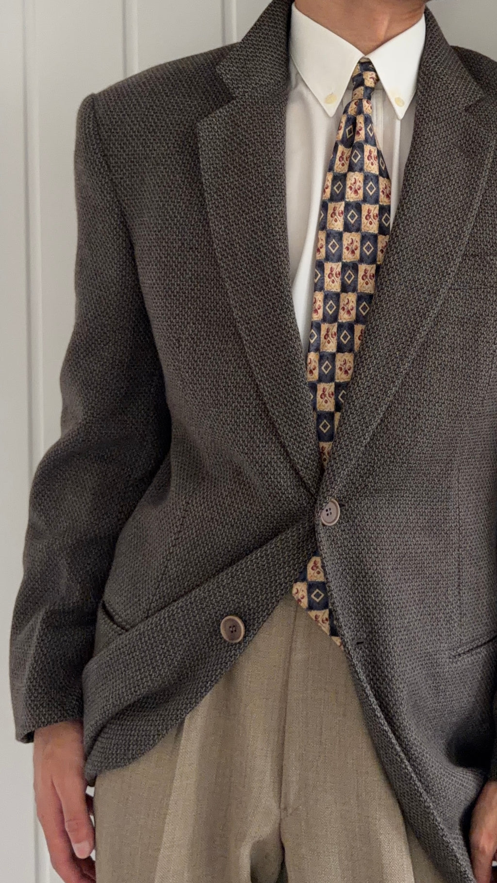 Giorgio Armani 1990s Vestimenta 2B Textured Wool Sport Jacket Blazer  - Size M