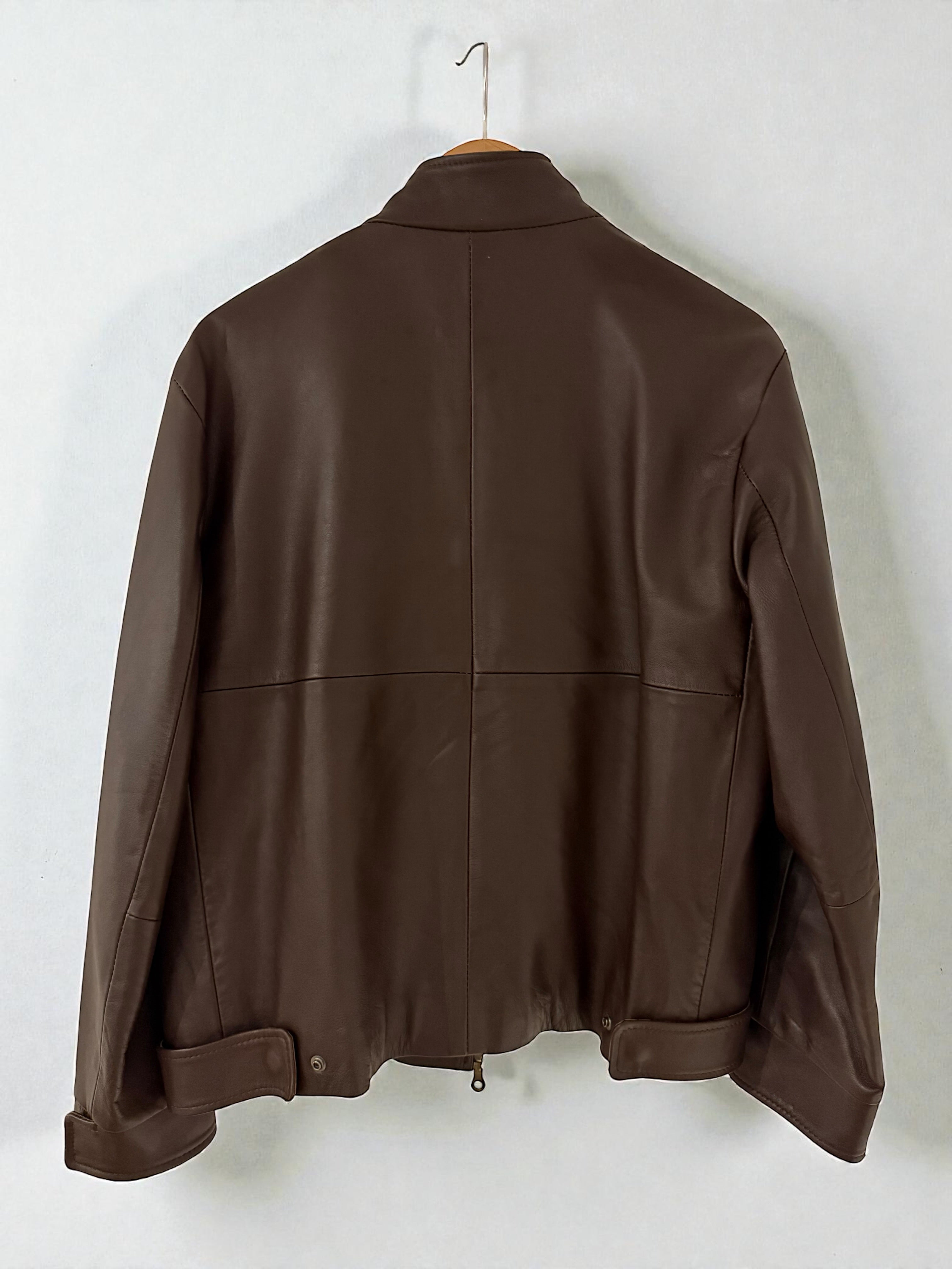 Vintage Brown Panelled Leather Jacket Made in England - Size S