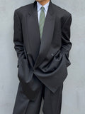 Giorgio Armani 1980s Peaked Lapel Double Breasted Pleated Black Suit - Size XXL Jacket / 44" Waist