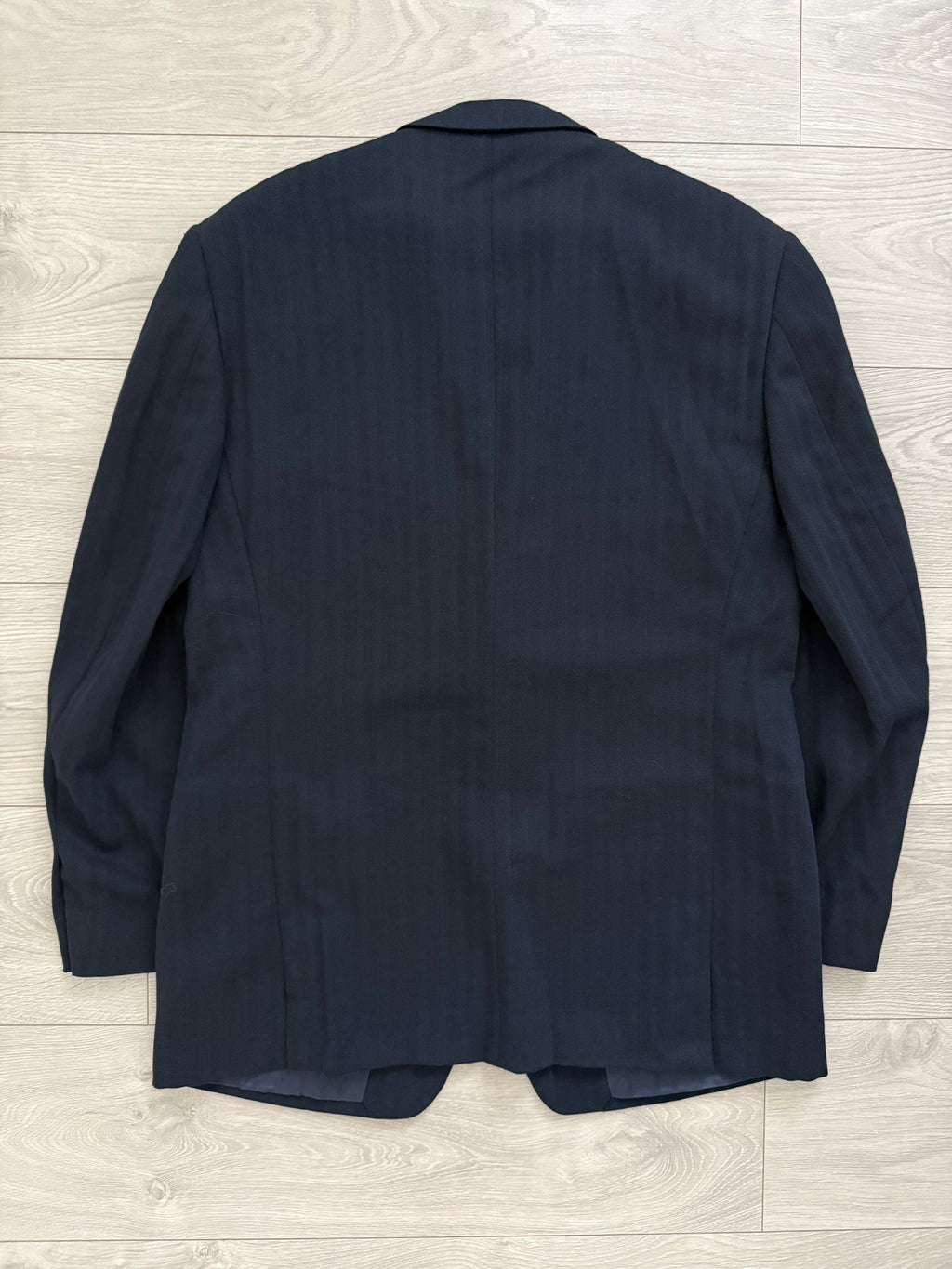 Versace 1980s 2B Double Pleat Herringbone Wool Navy Suit - Size XL Jacket / 36" Waist