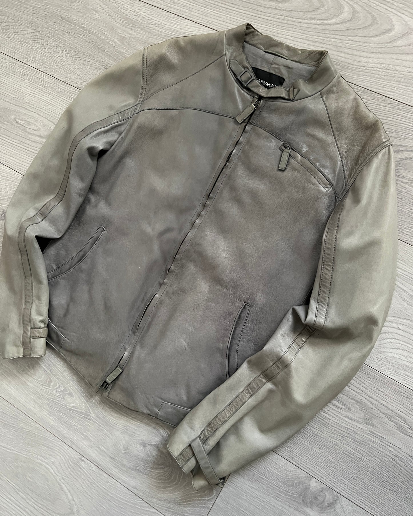 Emporio Armani 2008 Leather Cafe Racer Jacket - Size S