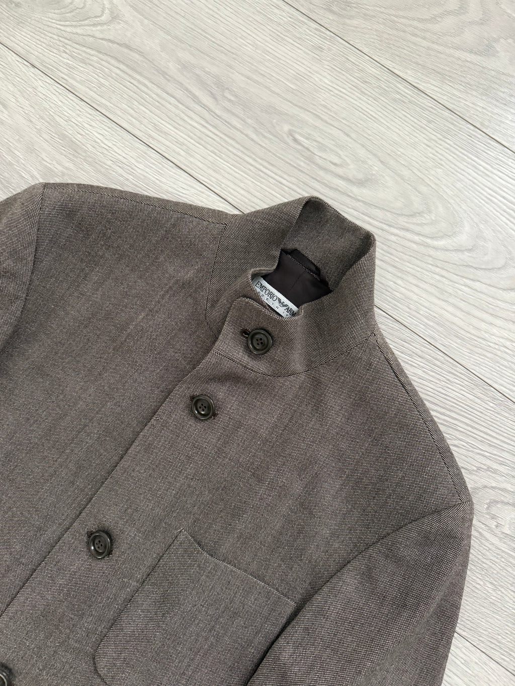 Emporio Armani 1998 Nehru Collar Taupe Brown Sports Jacket - Size S