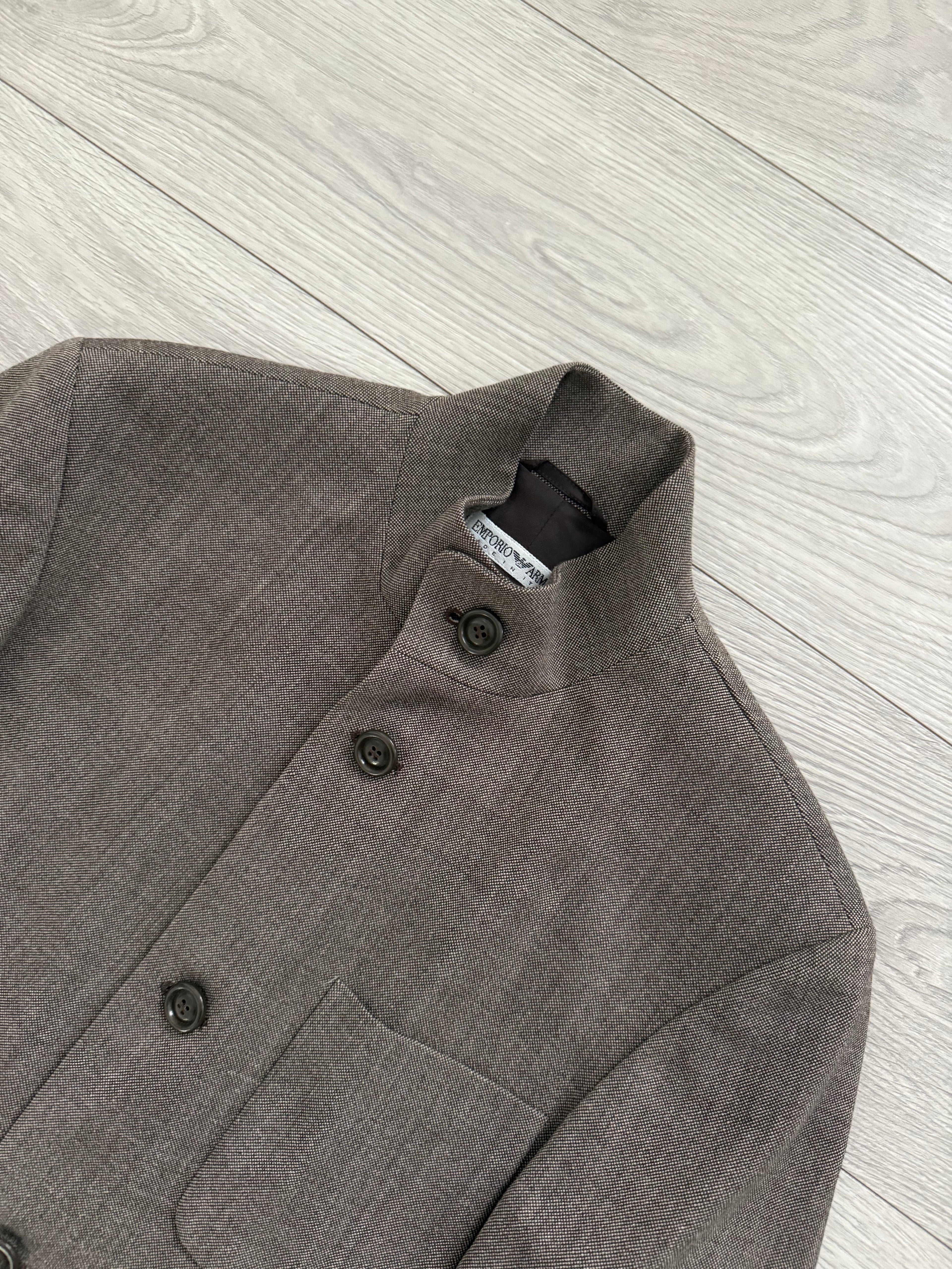 Emporio Armani 1998 Nehru Collar Taupe Brown Sports Jacket - Size S