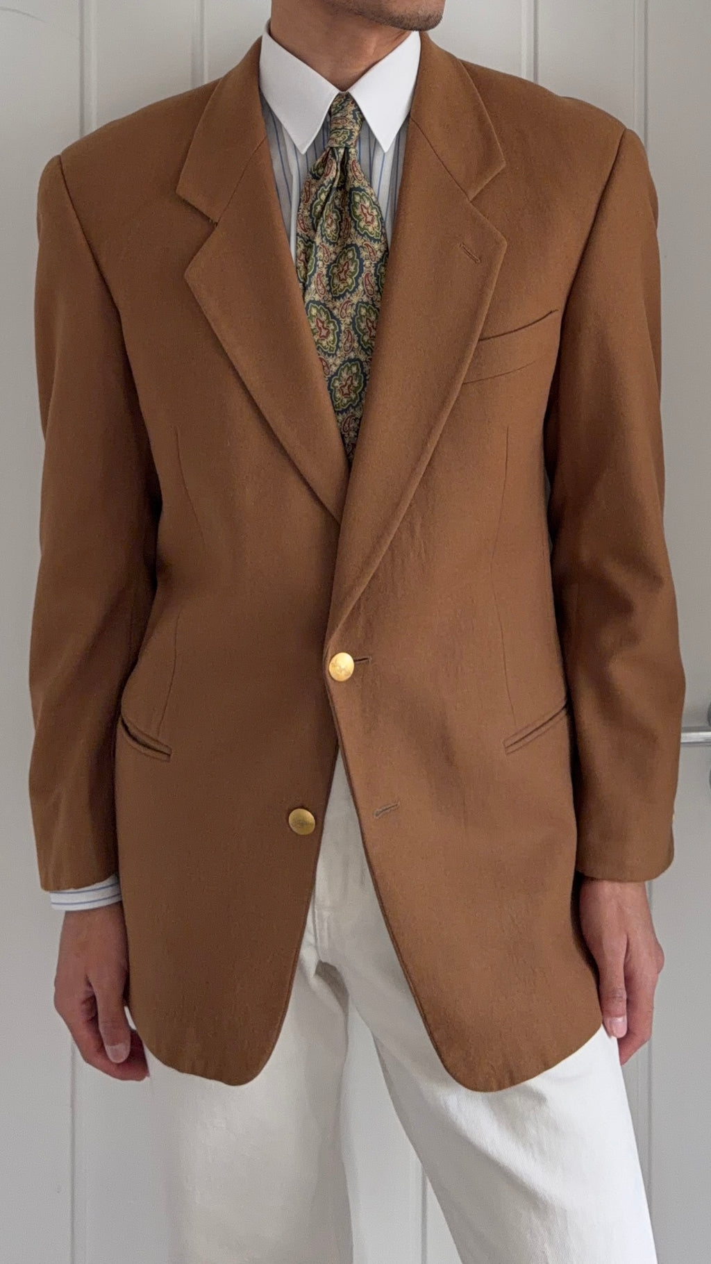 Giorgio Armani 1980s 2B Metal Button Wool Cashmere Sport Jacket Blazer - Size M