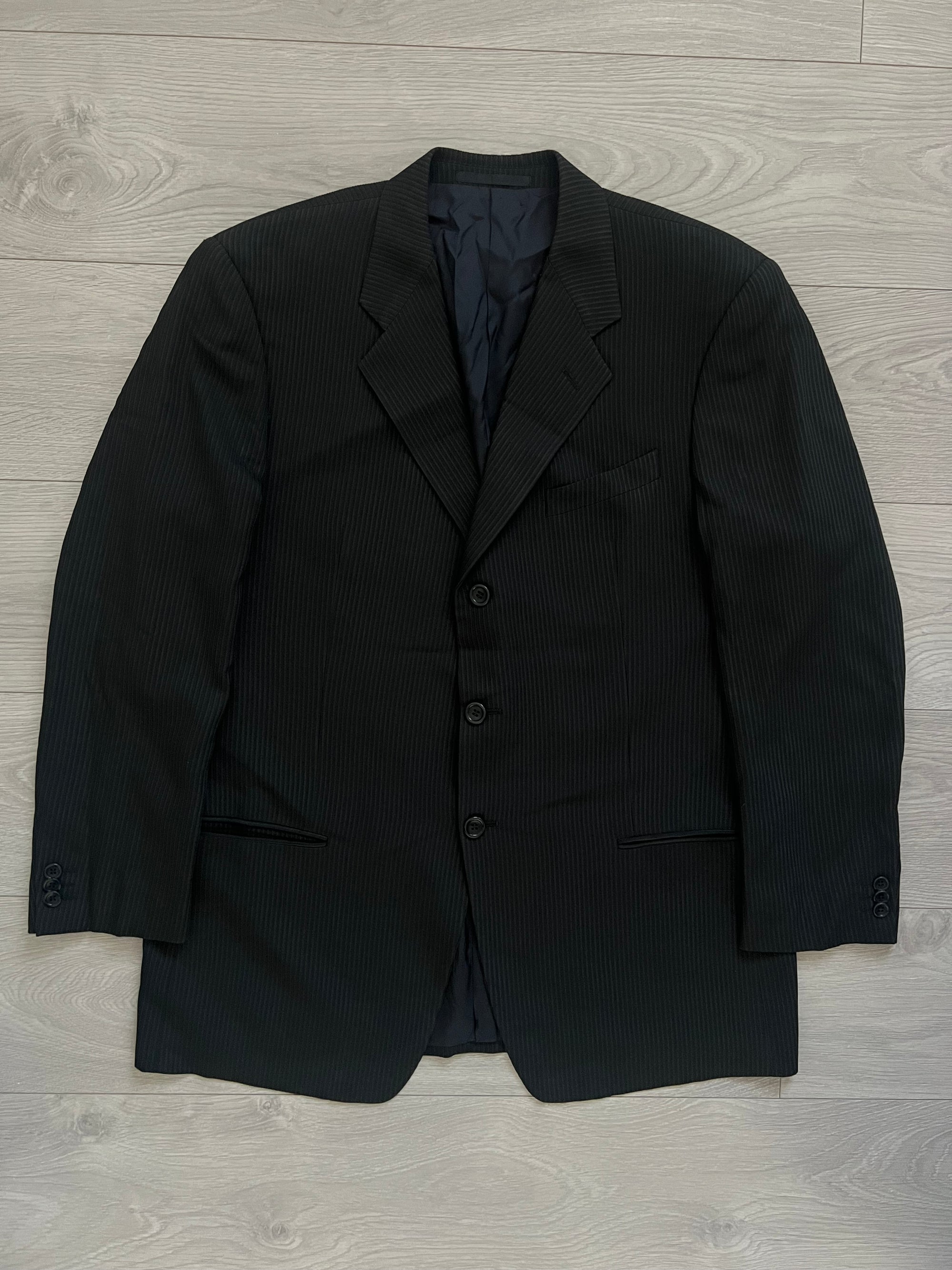 Armani 1990s Striped Pleated Relaxed Suit - L Jacket / 36" Waist
