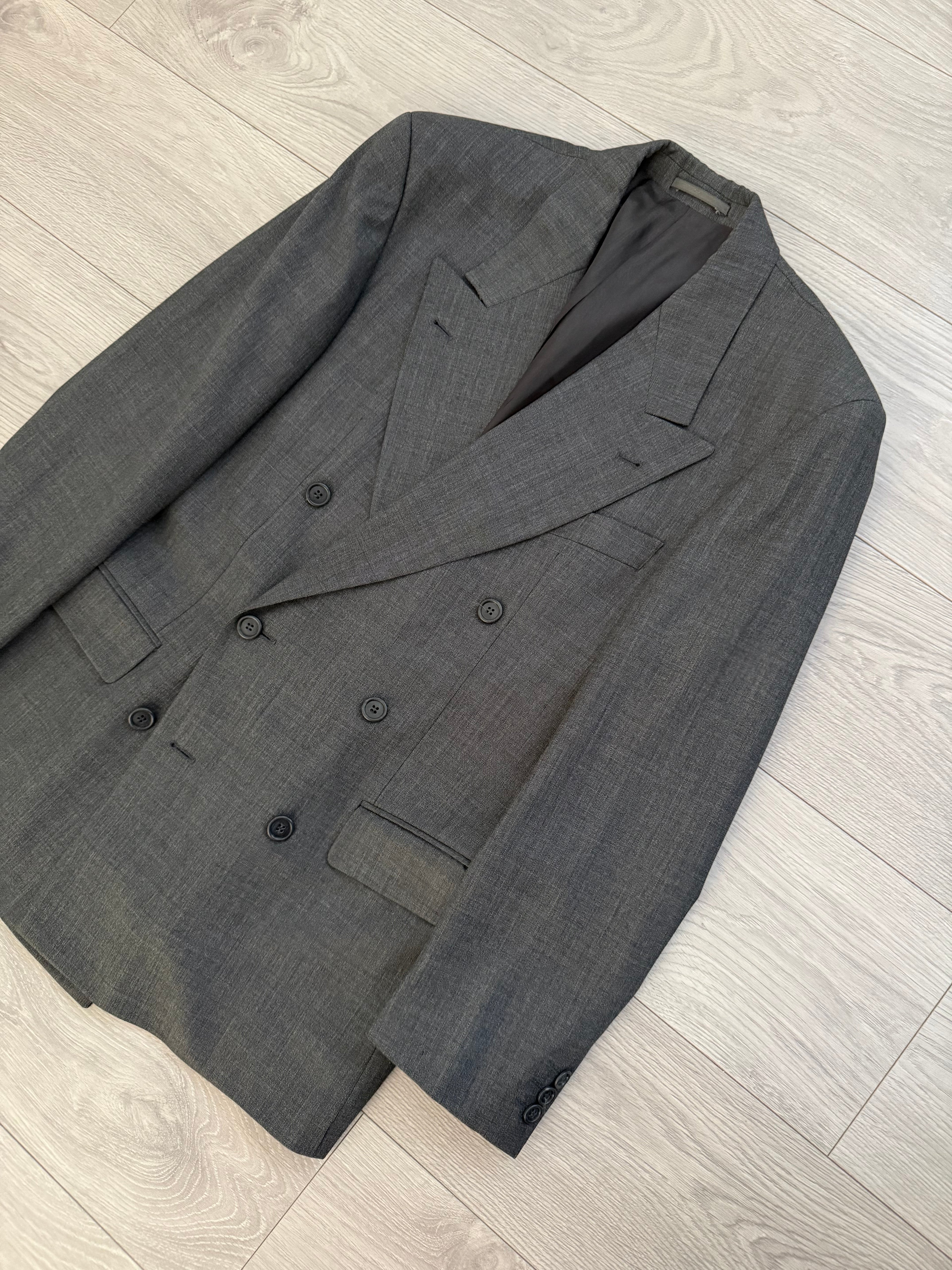 Hugo Boss 1980s 'Bassini Chicago' Peaked Lapel Double Breasted Pleated Wool Cashmere Suit - Size S Jacket / 30" Waist