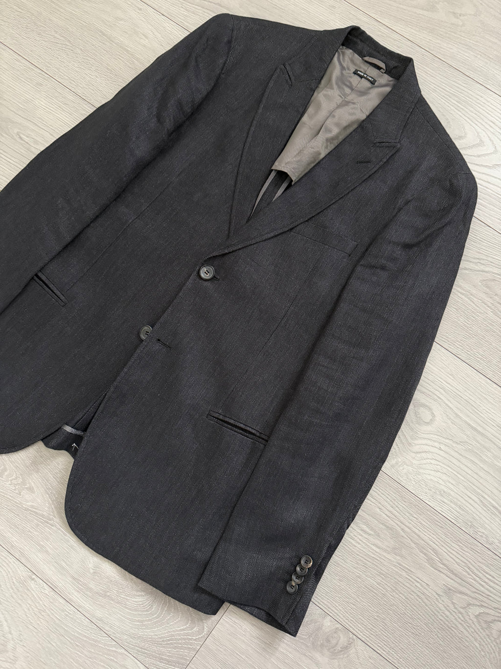 Giorgio Armani Black Label 2010 Denim Linen 2B Jacket  - Size L