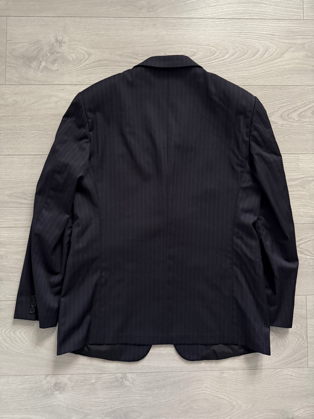 Armani 1990s Pleated 3B Striped Navy Wool Suit - Size M Jacket / 38" Waist