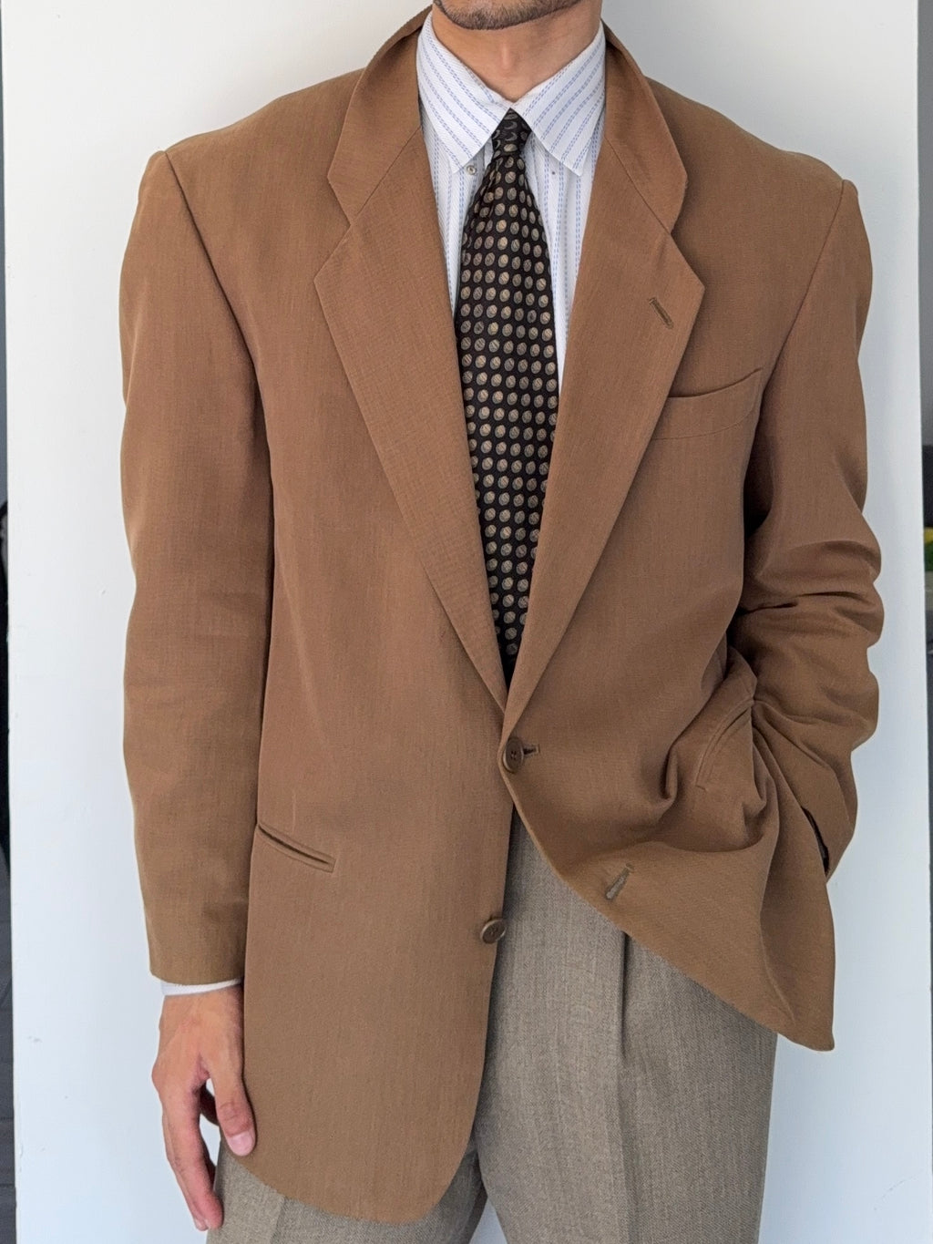 Emporio Armani 1990s 2B Wool Cotton Brown Sports Jacket Blazer - Size L
