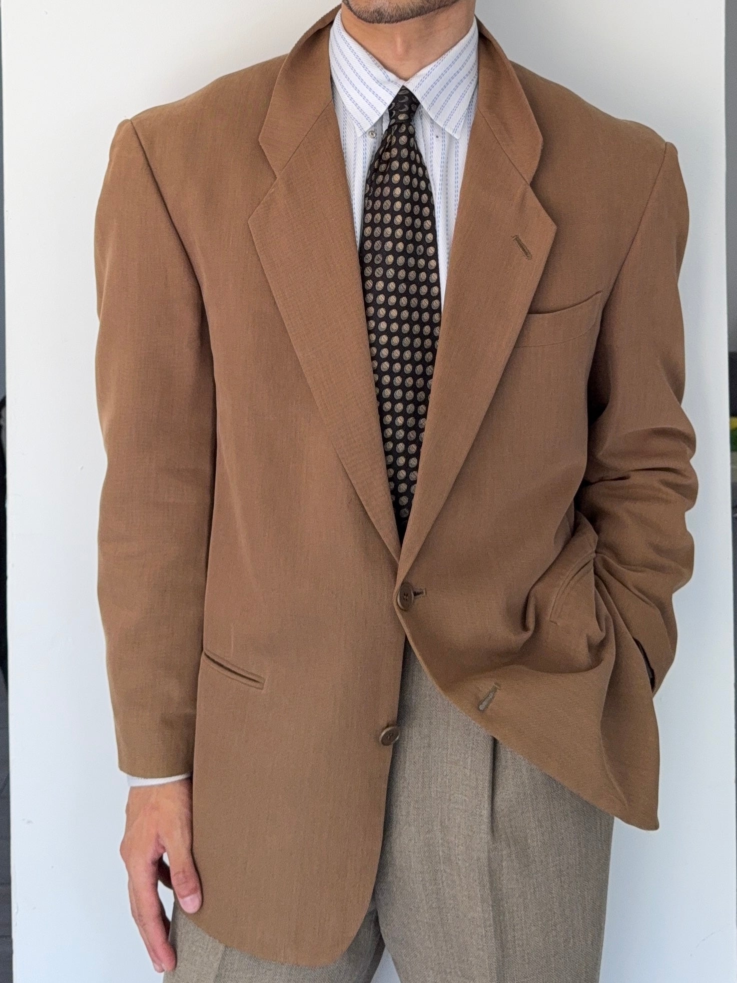 Emporio Armani 1990s 2B Wool Cotton Brown Sports Jacket Blazer - Size L