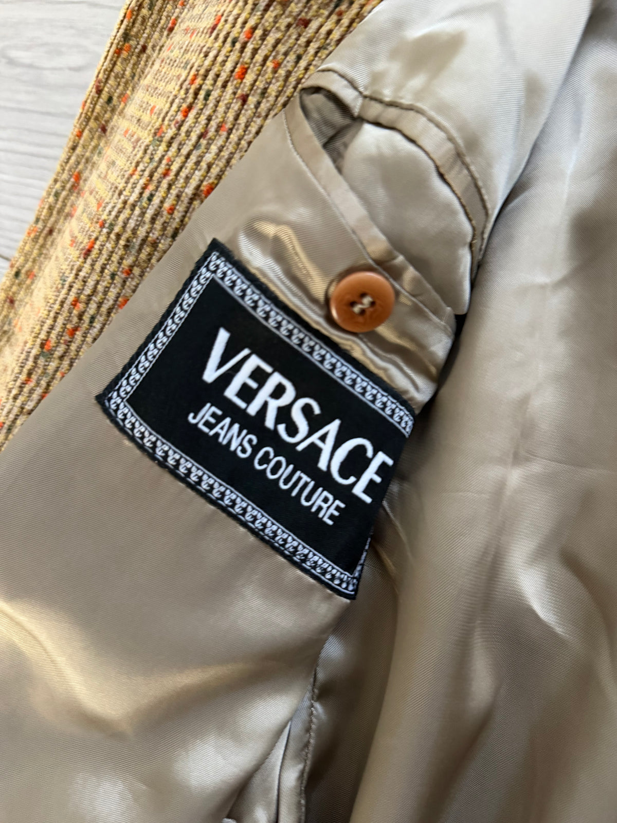 Versace Couture 1990s Metal Button Speckled Cotton Corduroy Sport Jacket Blazer - Size S
