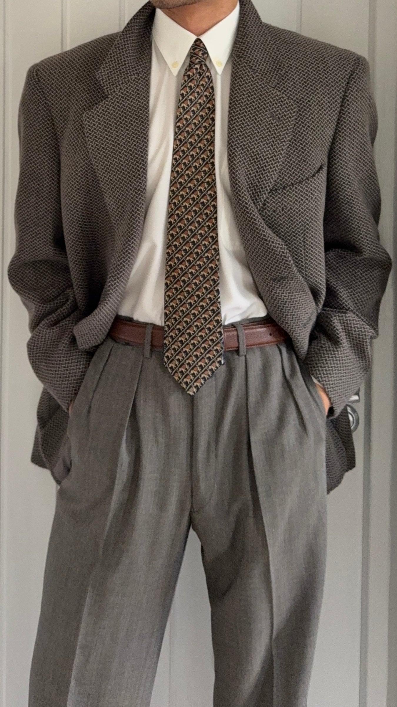 Giorgio Armani 1980s 3B Textured Wool Sport Jacket Blazer - Size XL