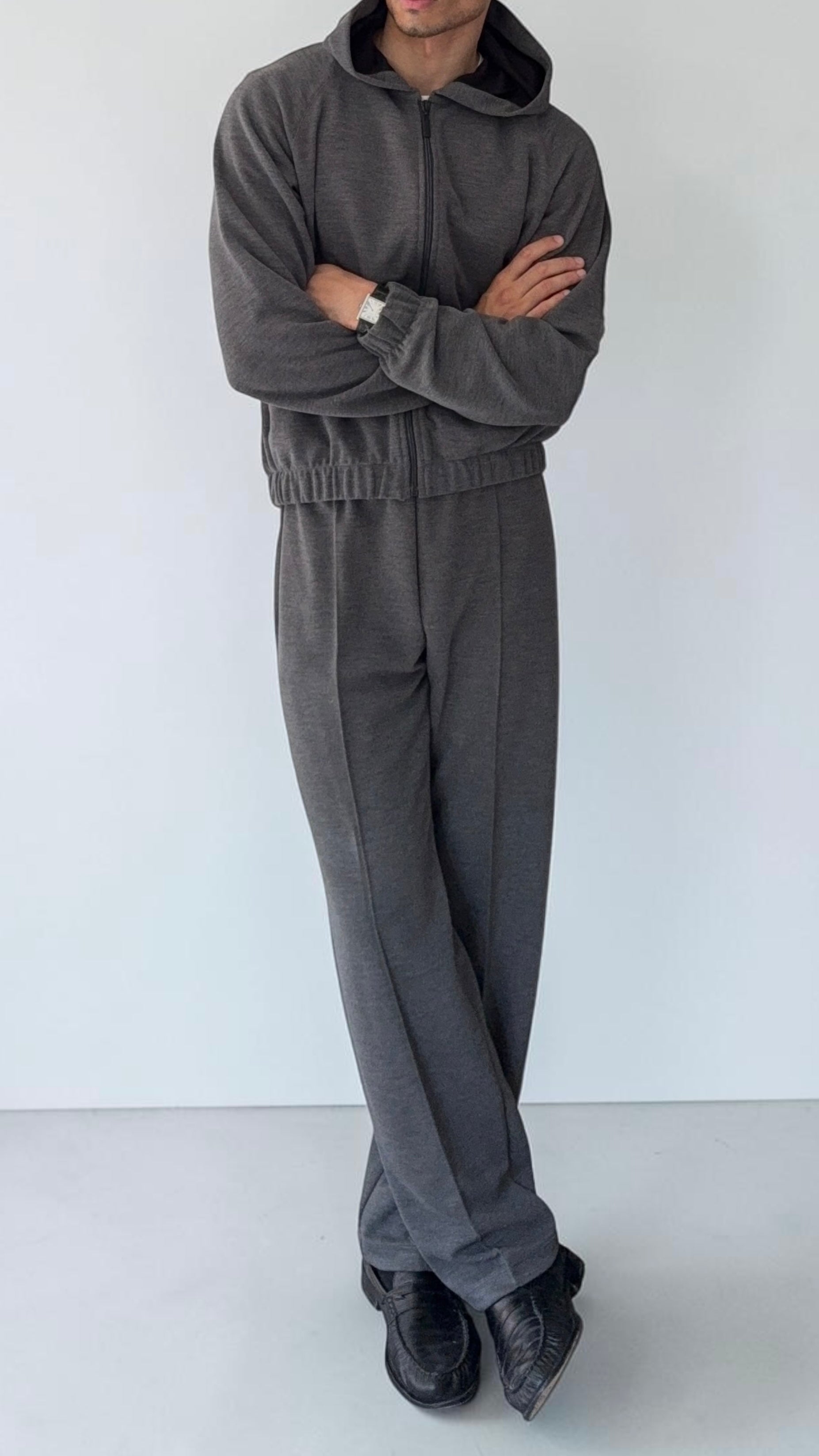 Emporio Armani 1990s Grey Pleated Tracksuit Set - Size M