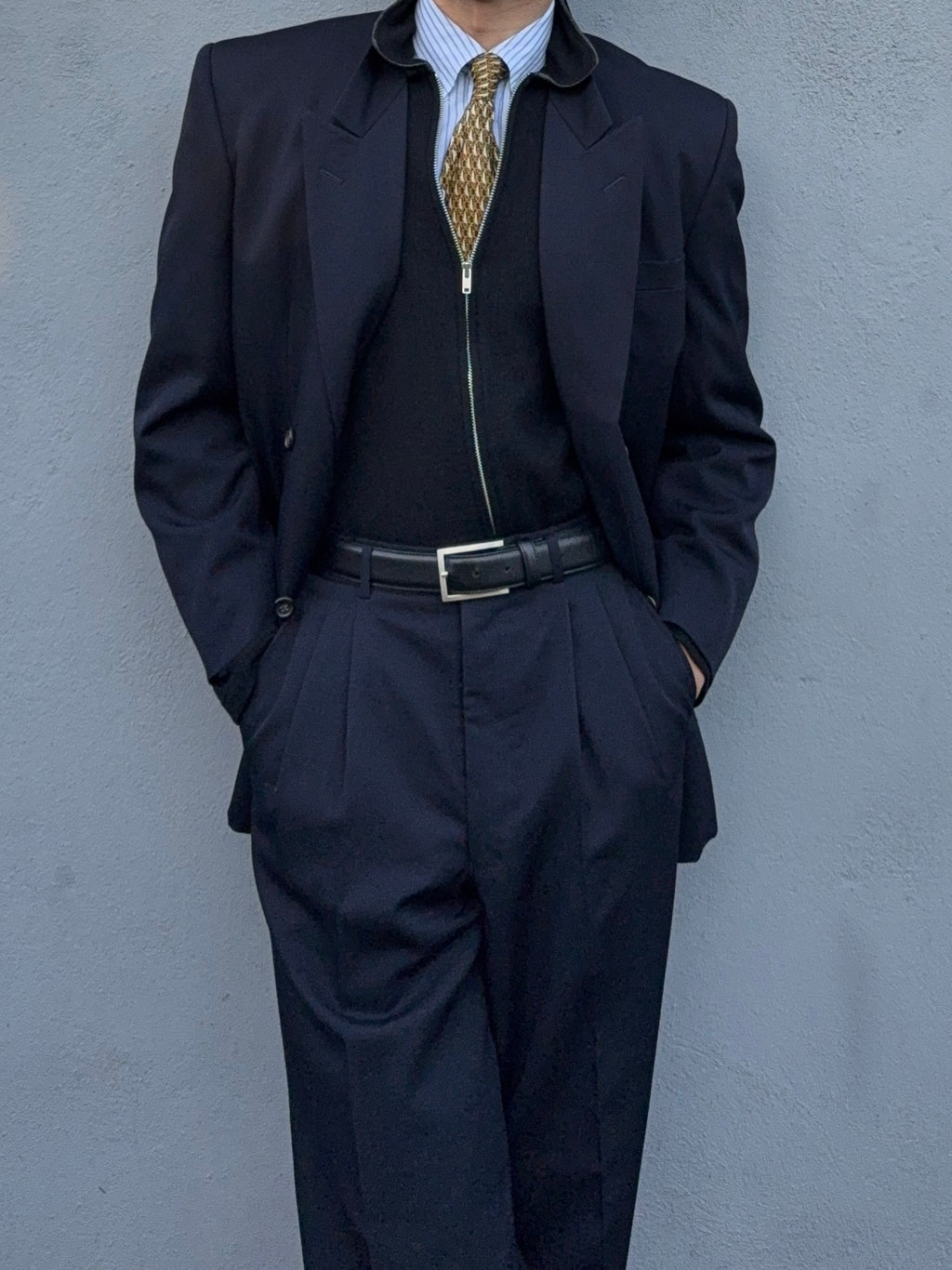 Comme Des Garcons Homme 1992 Double Breasted Pleated Wool Navy Suit - Size M Jacket / 30" Waist